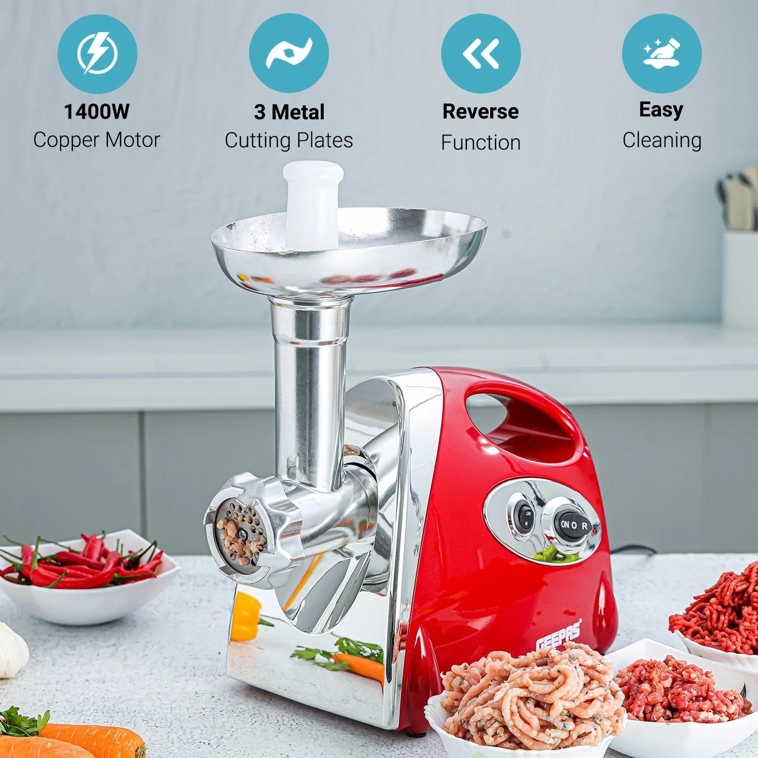 3-In-1 Electric Meat Grinder, Mincer and Sausage Maker - Image 2
