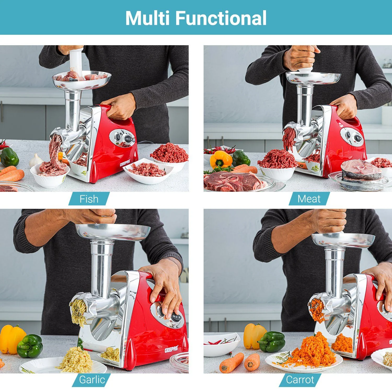 3-In-1 Electric Meat Grinder, Mincer and Sausage Maker - Image 3