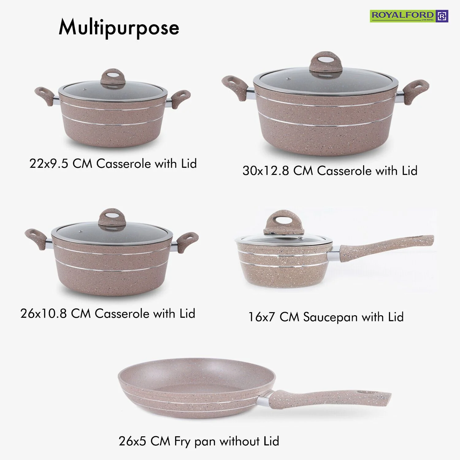 Five Piece Granite Aluminium Forged Cookware Set - Image 4