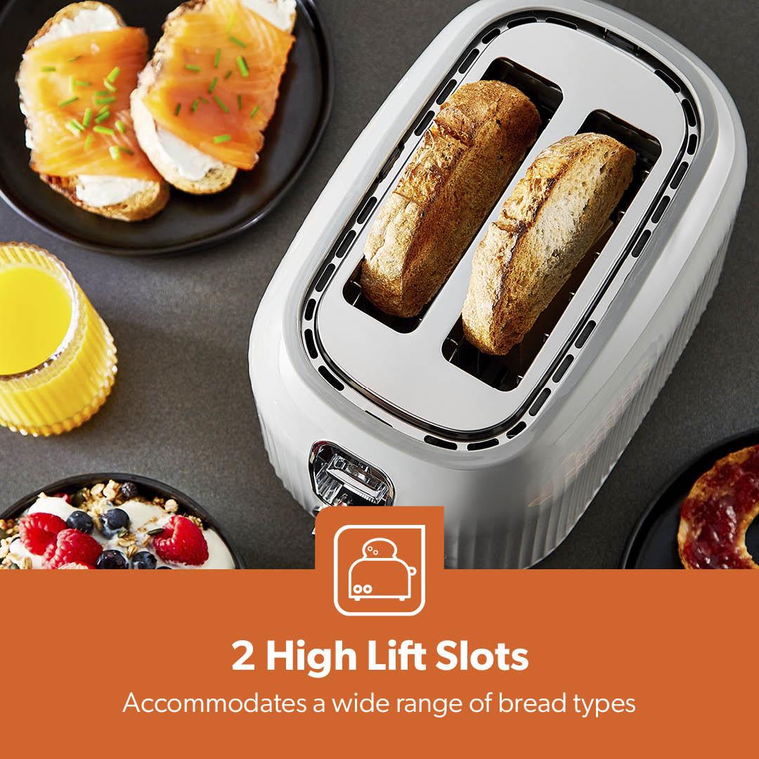 Grey Fluted 2-Slice Bread Toaster & 1.7L Electric Kettle Set - Image 3