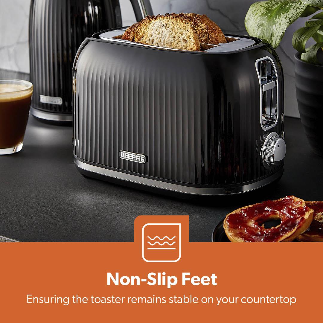 Fluted Black 2-Slice Bread Toaster With 7 Browning Controls - Image 7