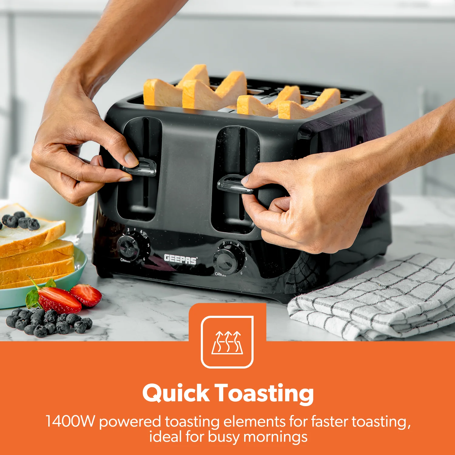 Four-Slice Black Bread Toaster With Browning Control - Image 3