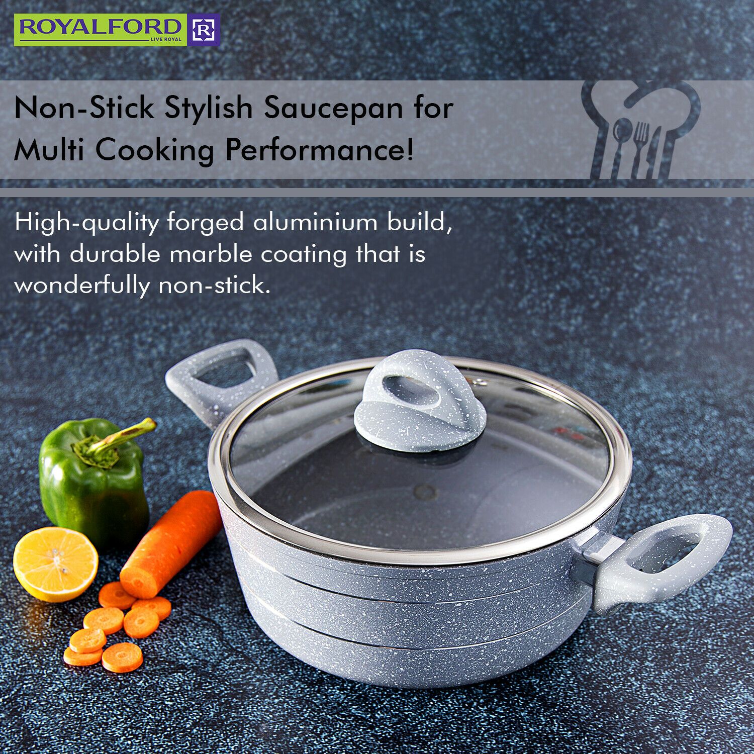 Granite & Marble Non-Stick Cooking Pot/Casserole Dish - Image 5