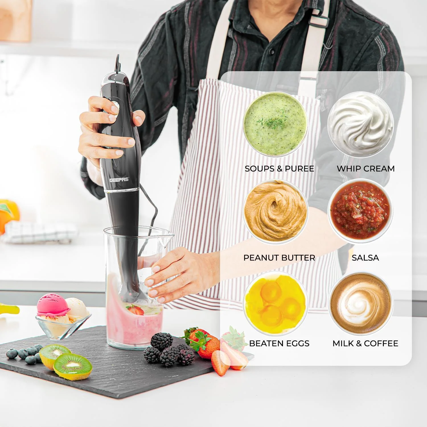 Grey and Black 2-In-1 Jug Blender & Hand Blender Combo - Image 7