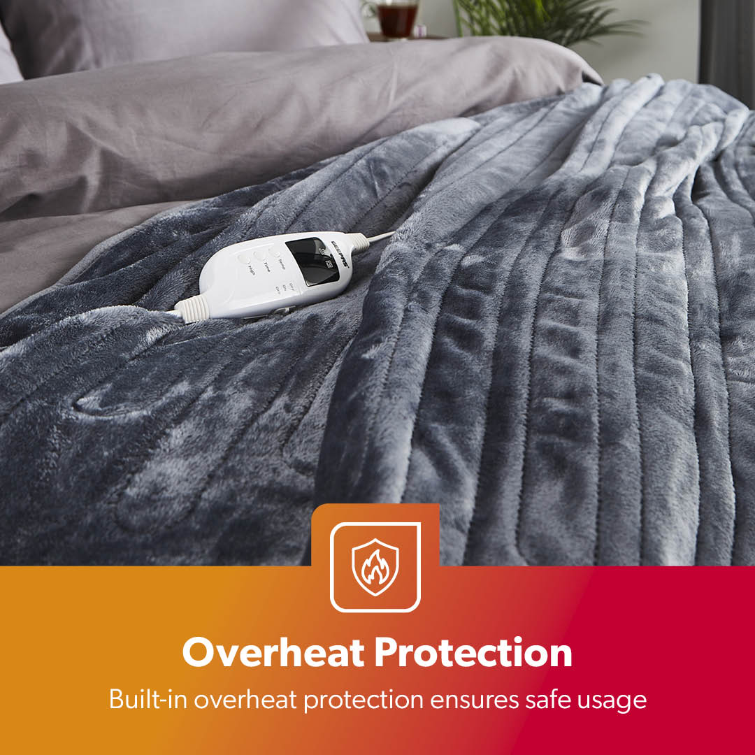 9-Heat Fluffy Double Heated Throw Electric Blanket With Timer - Image 7