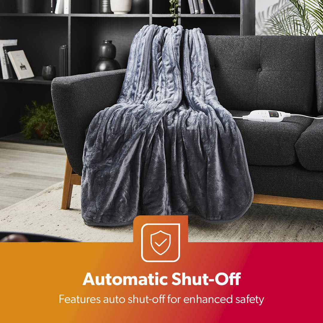 9-Heat Fluffy Double Heated Throw Electric Blanket With Timer - Image 4
