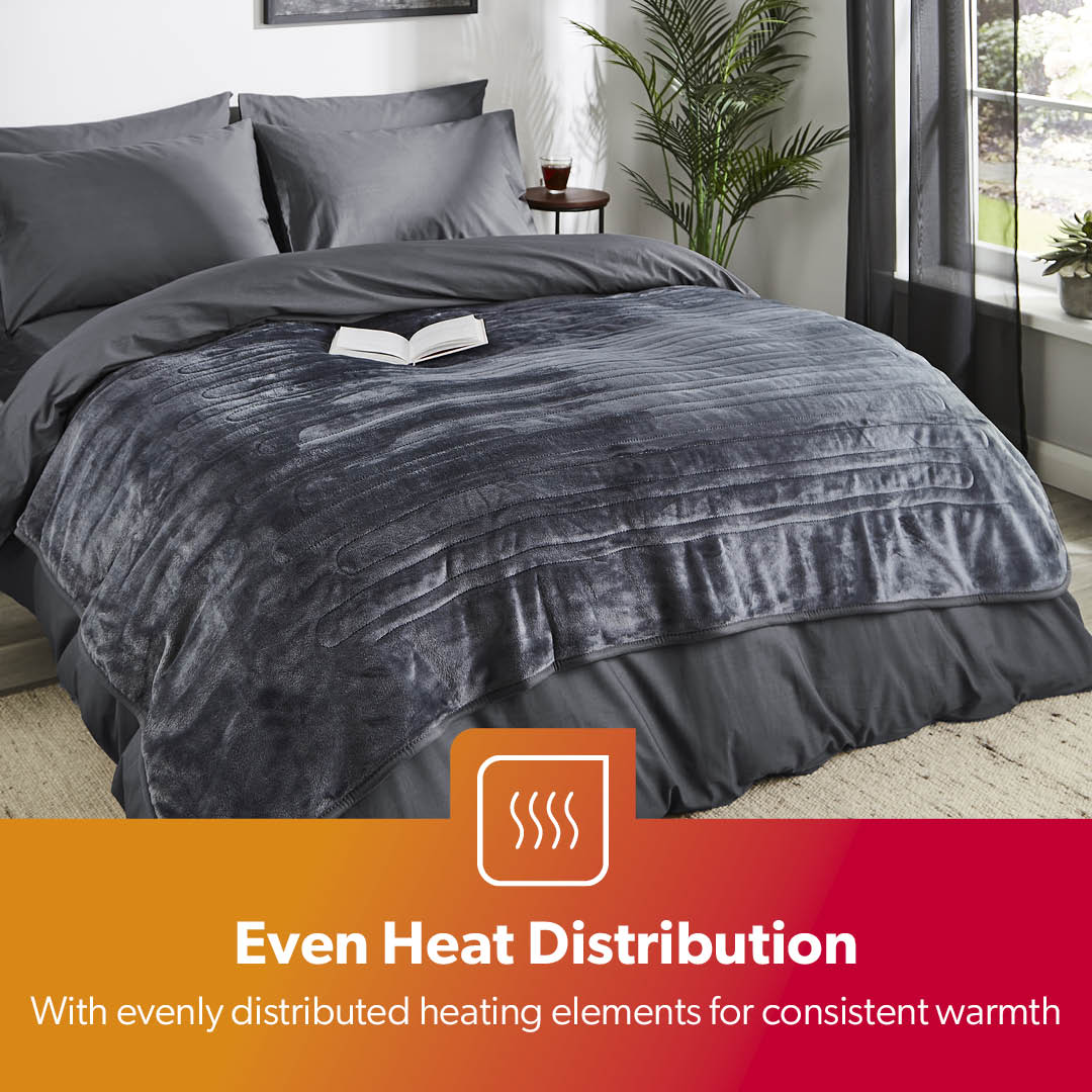 9-Heat Fluffy Double Heated Throw Electric Blanket With Timer - Image 5