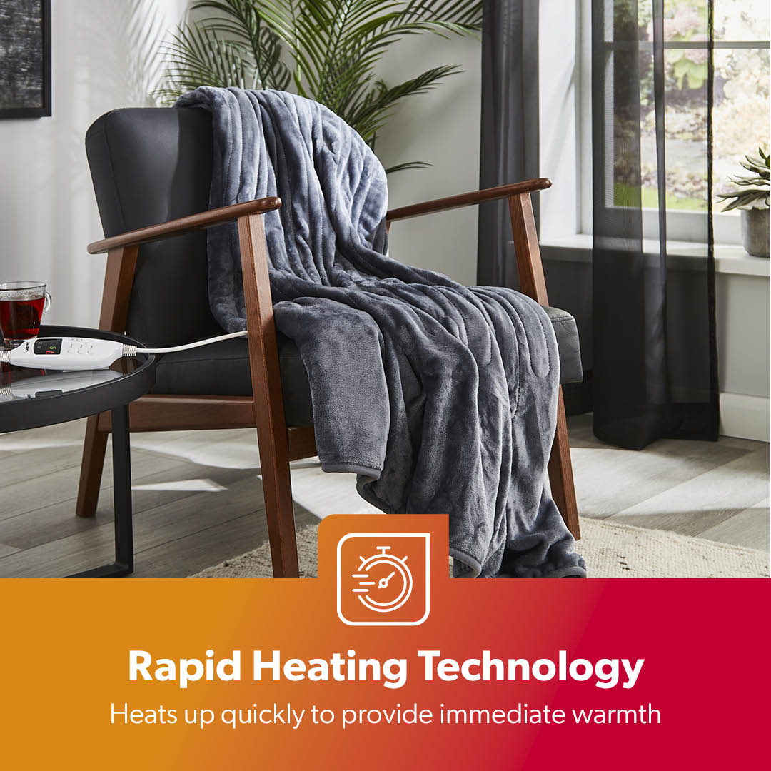 9-Heat Fluffy Double Heated Throw Electric Blanket With Timer - Image 6