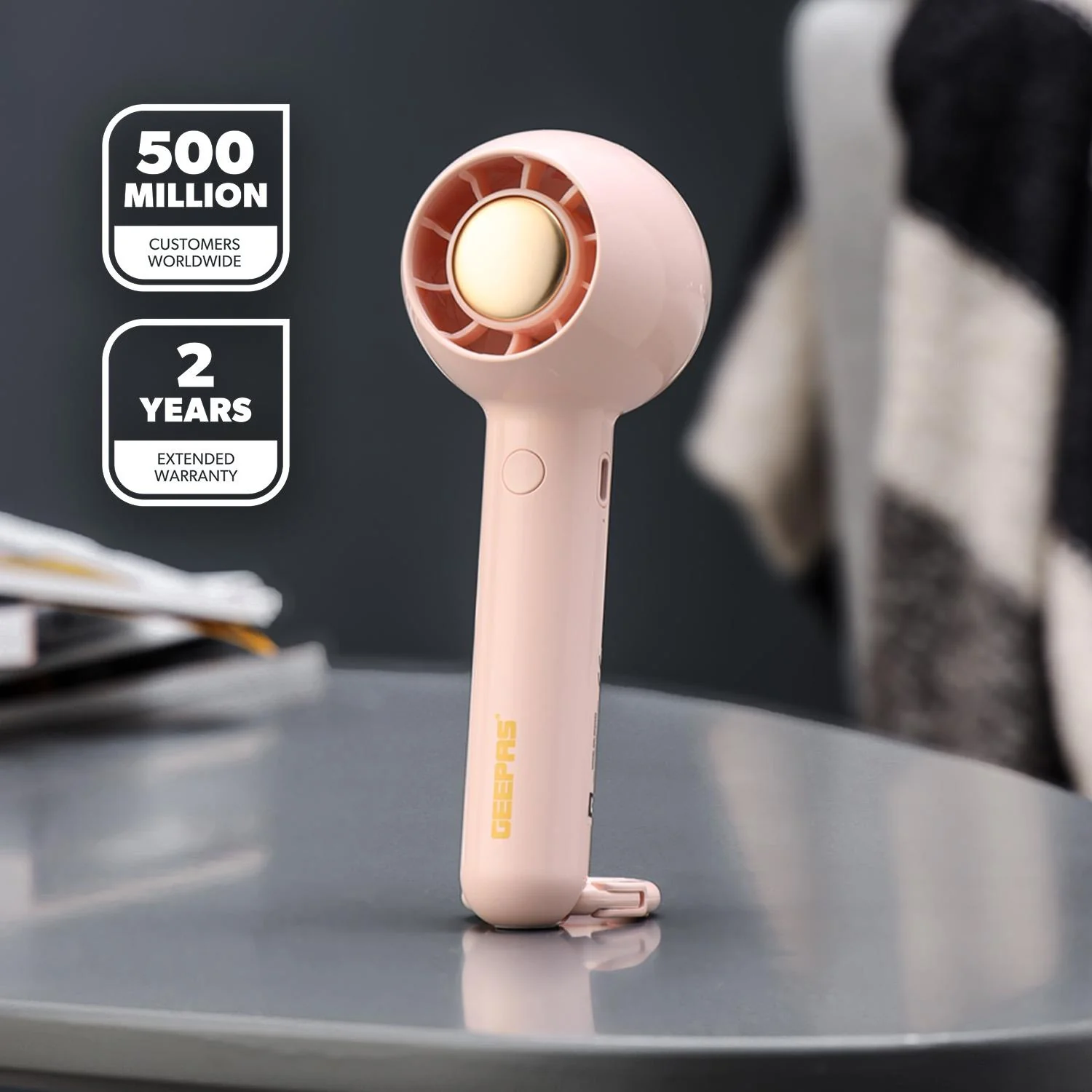 Mini Handheld Fan Pack of 2 Rechargeable Travel Fans – Pink & White - Image 3