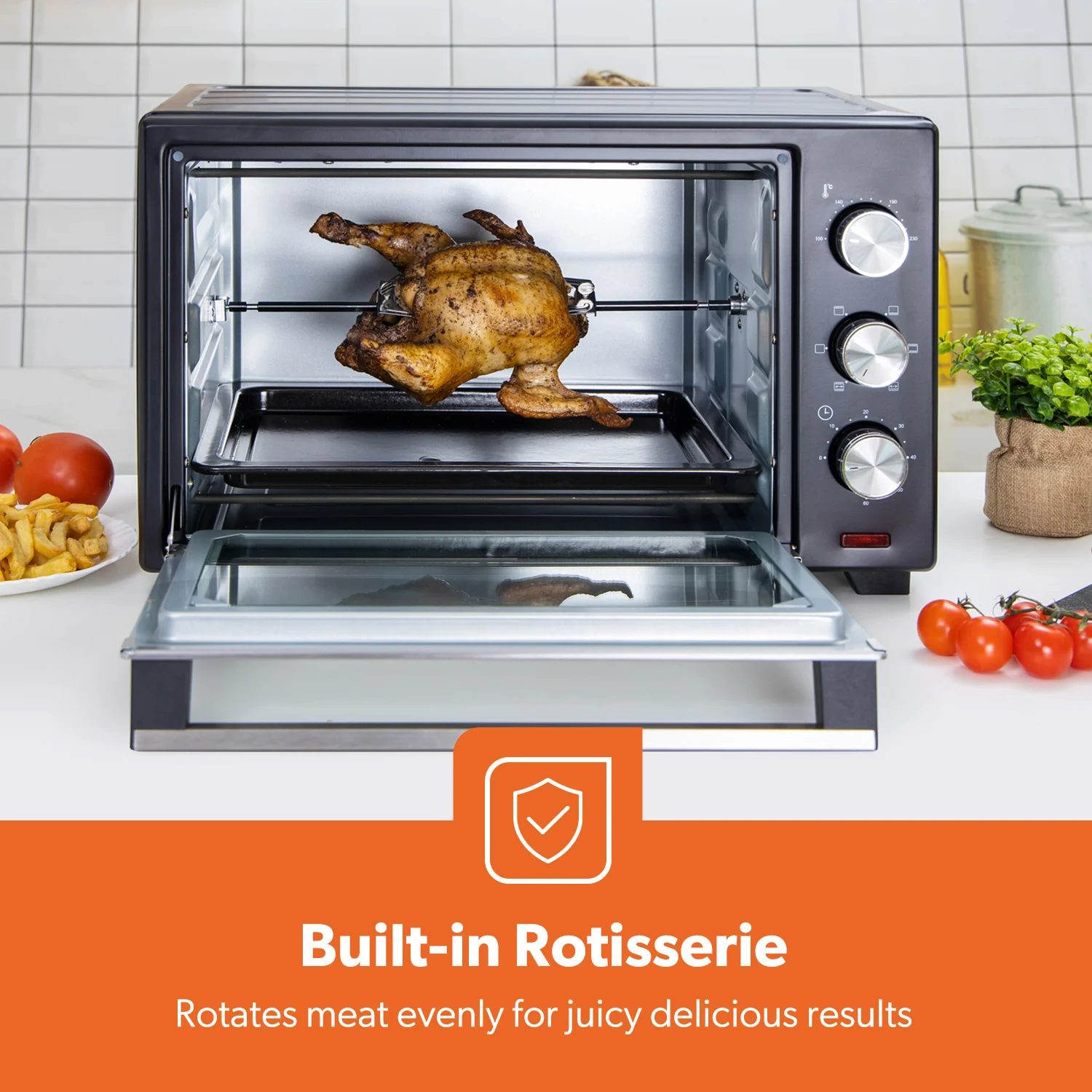 25L Electric Mini Oven Cooker With Grill and Rotisserie - Image 5