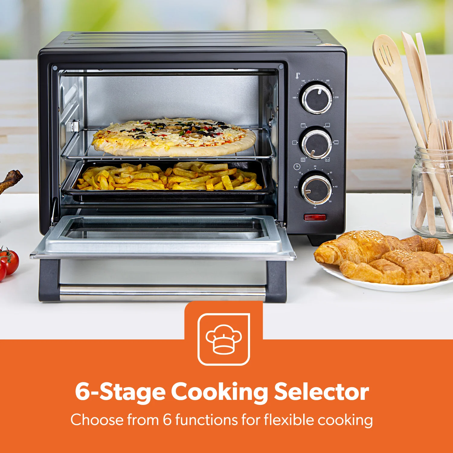 25L Electric Mini Oven Cooker With Grill and Rotisserie - Image 7