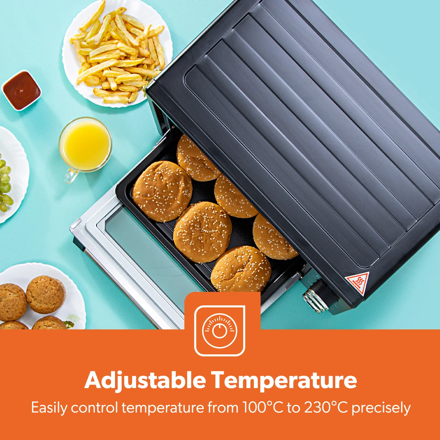 25L Electric Mini Oven Cooker With Grill and Rotisserie - Image 9