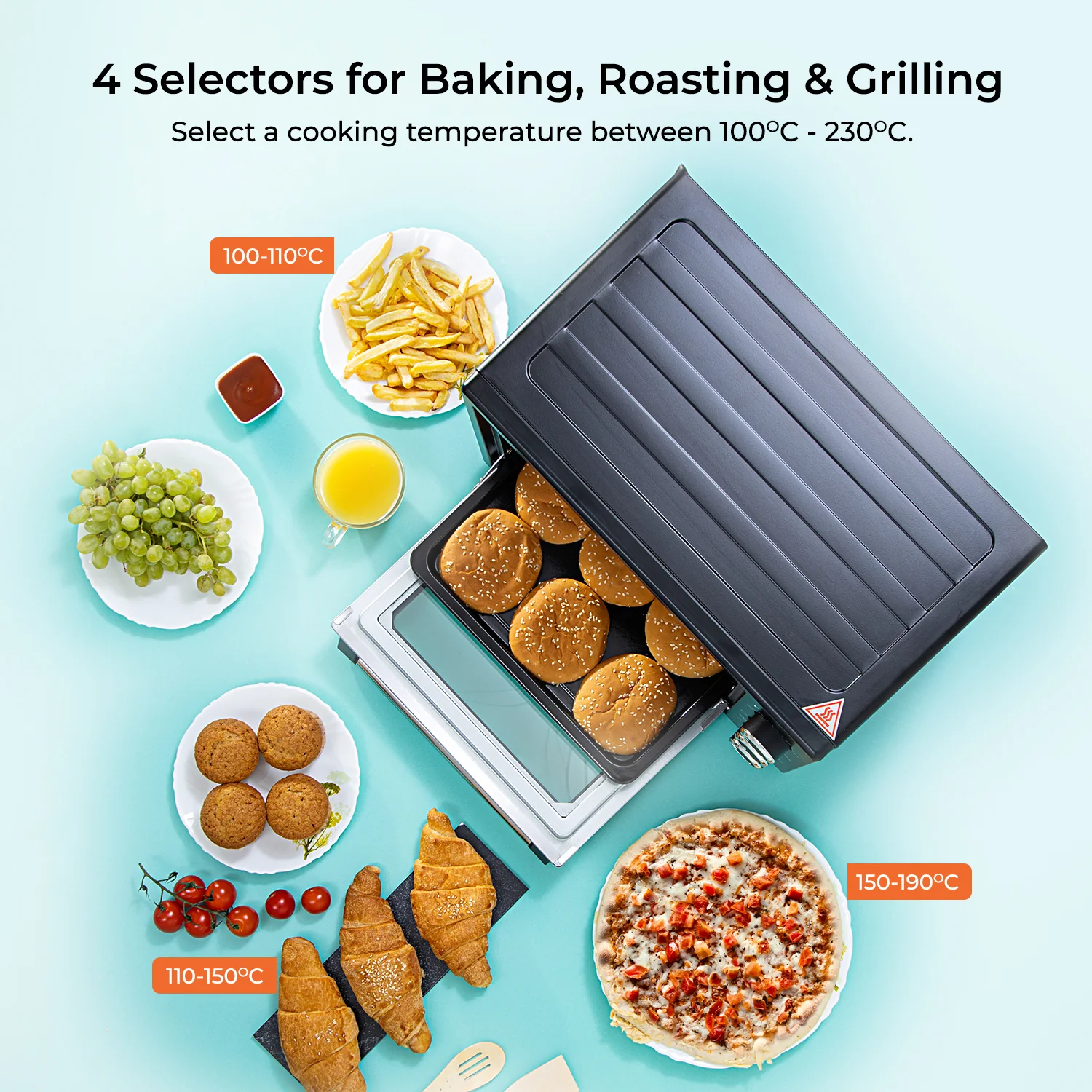 38L Fast-Bake Electric Rotisserie Mini Oven and Grill Cooker - Image 4