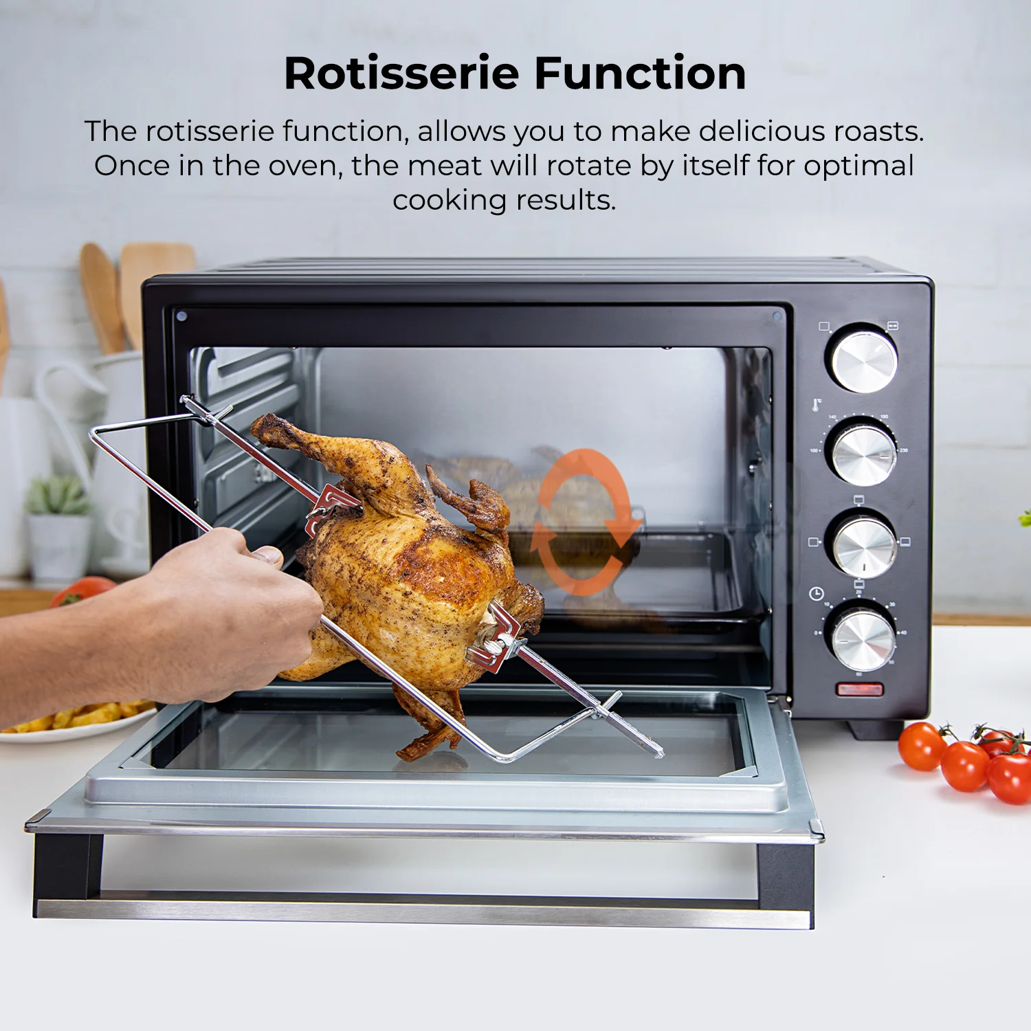 38L Fast-Bake Electric Rotisserie Mini Oven and Grill Cooker - Image 6