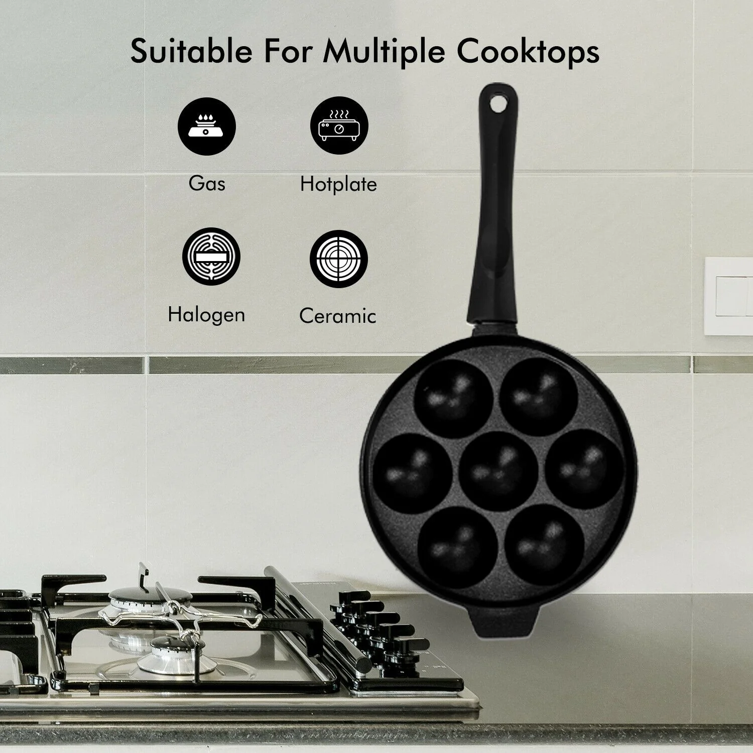 Die-Cast Aluminium Non-Stick 7 Pit Pancake Pan - Image 4
