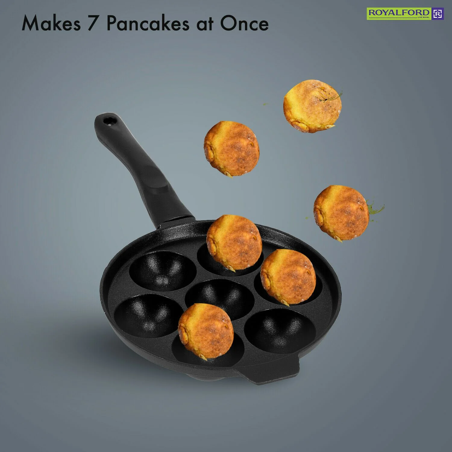 Die-Cast Aluminium Non-Stick 7 Pit Pancake Pan - Image 5