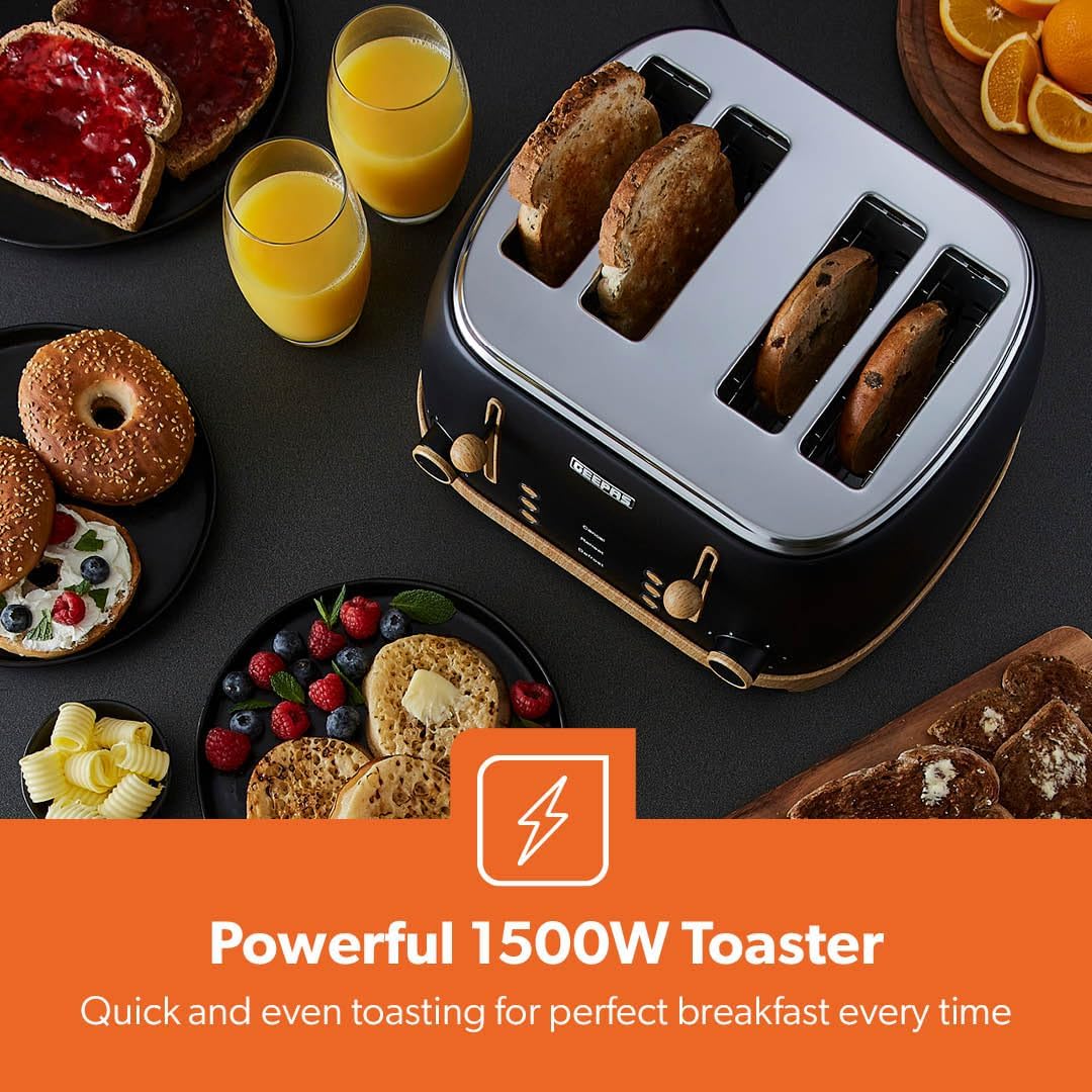 NordiQ 4-Slice Black Toaster With 6 Browning Levels and Defrost - Image 3