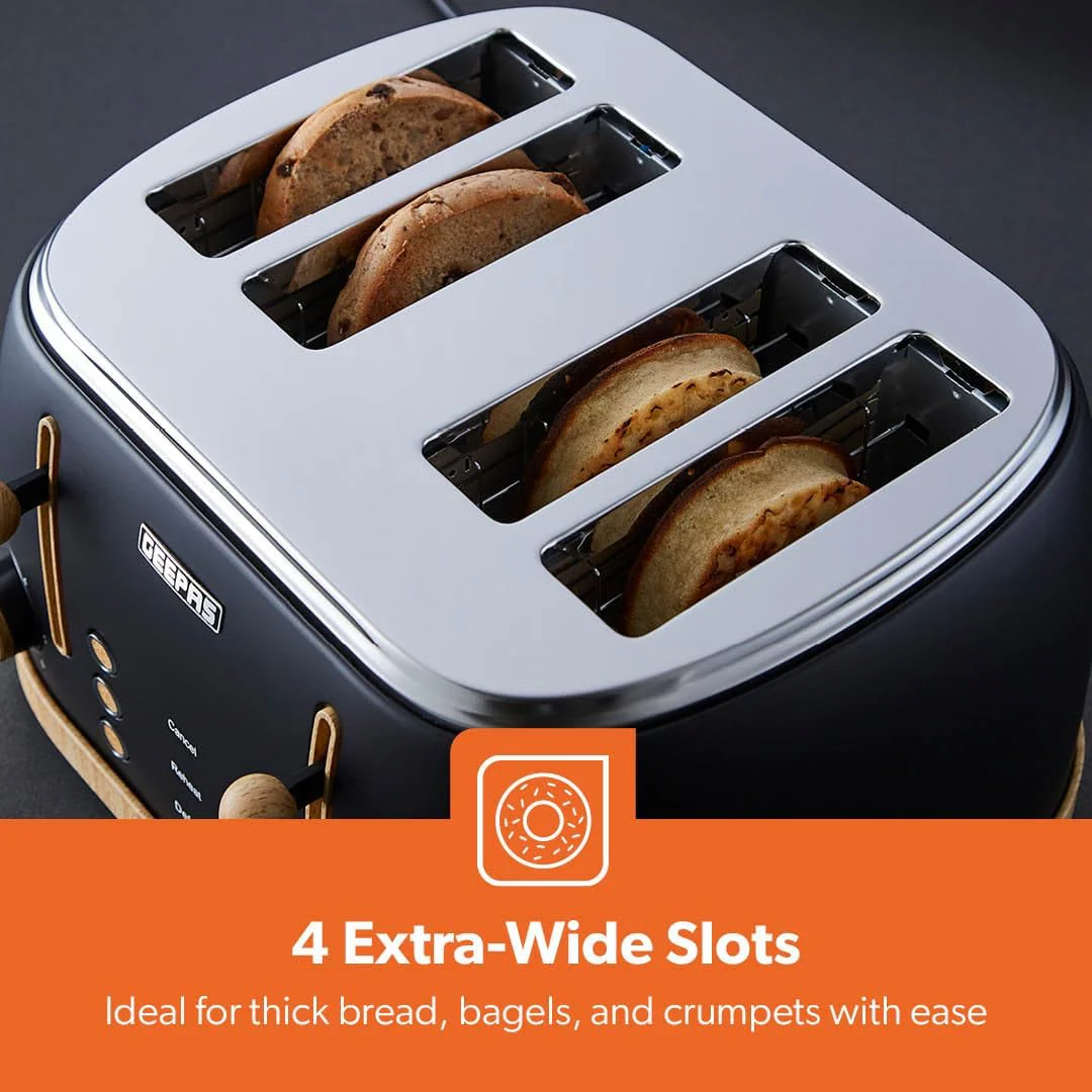 NordiQ 4-Slice Black Toaster With 6 Browning Levels and Defrost - Image 5