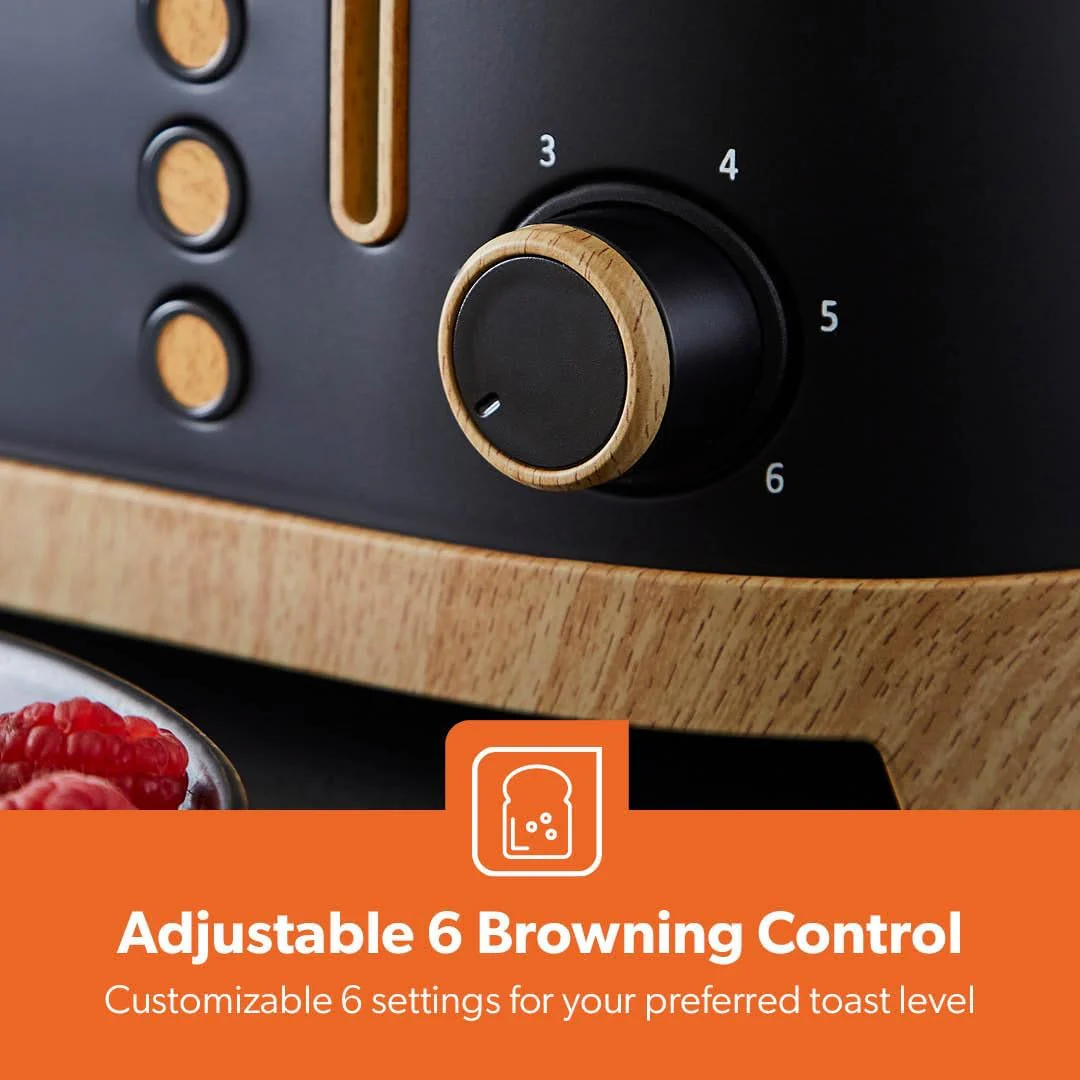 NordiQ 4-Slice Black Toaster With 6 Browning Levels and Defrost - Image 7