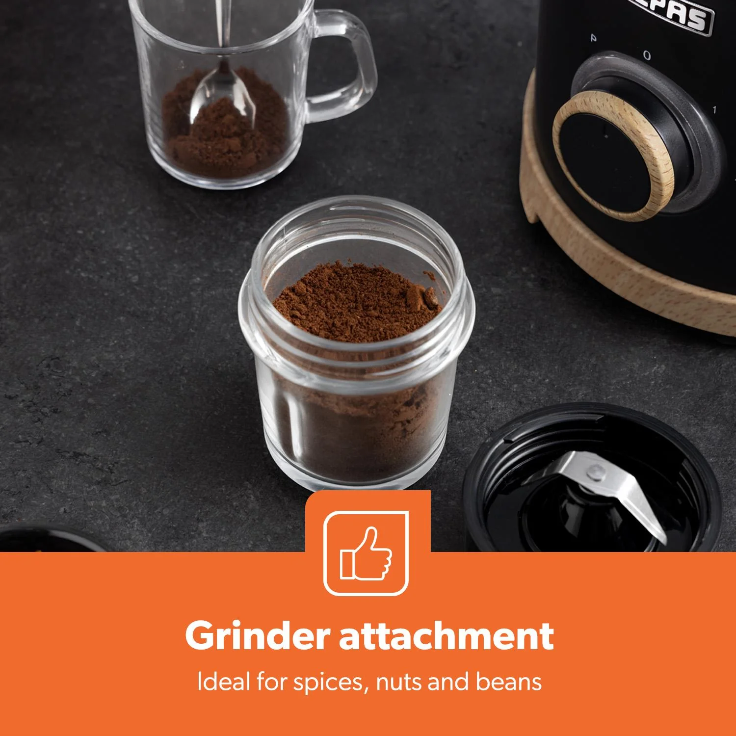 NordiQ Black 2-In-1 Jug Blender With 1.5L Glass Jug - Image 9