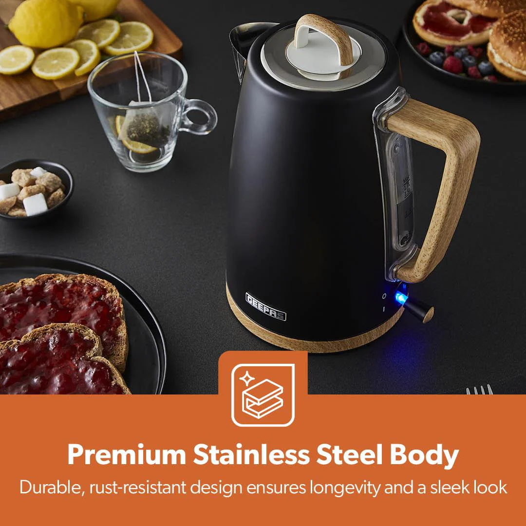 NordiQ Black 2-Slice Toaster & 1.7L Electric Kettle Matching Set - Image 5