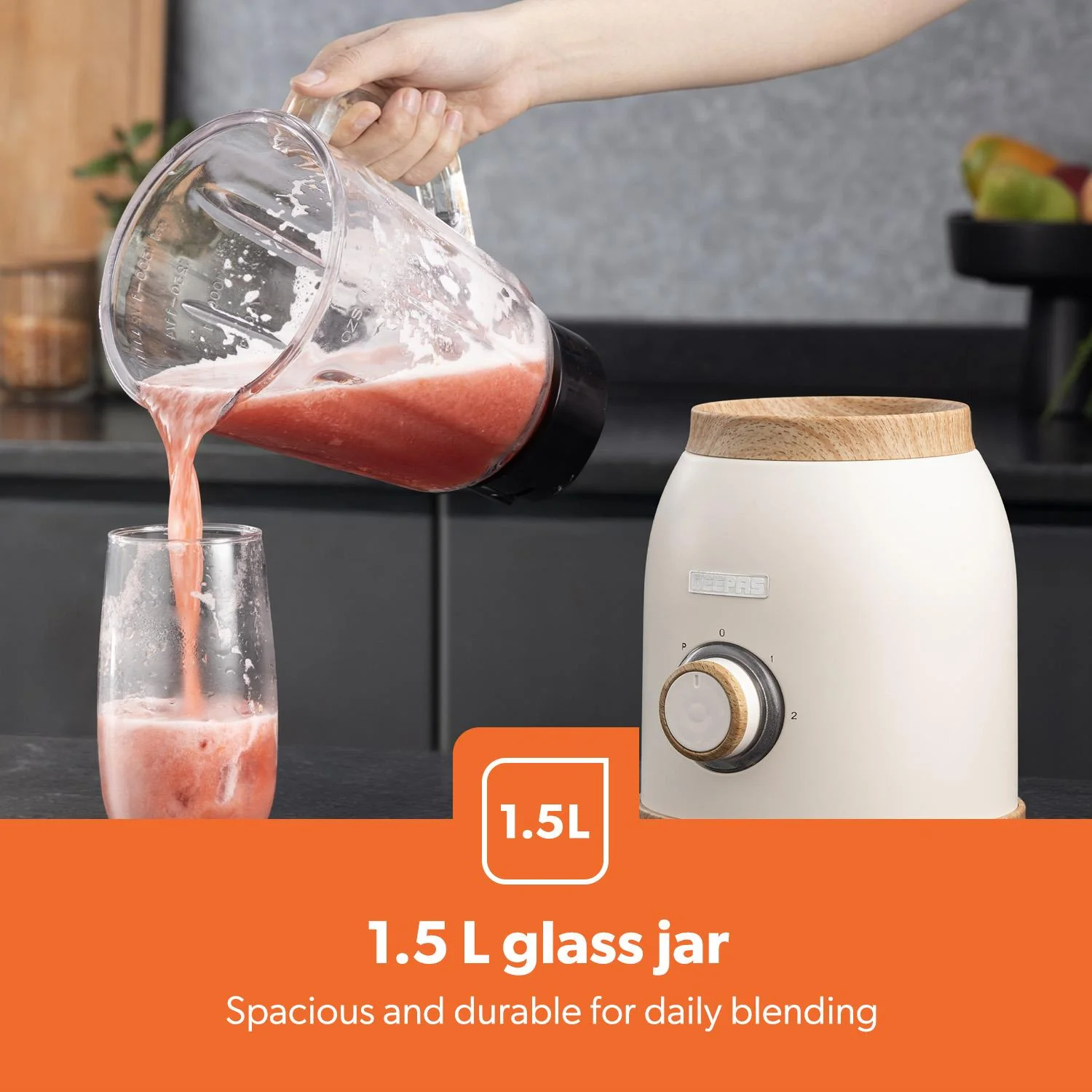 NordiQ Cream 2-In-1 Jug Blender With 1.5L Glass Jug 800W - Image 8