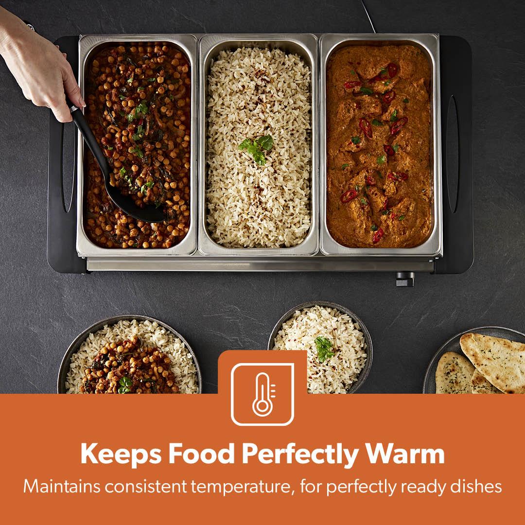 Pack Of 2 Electric Food Warmers Buffet Server 3 x 2.4L Trays With Lids - Image 3