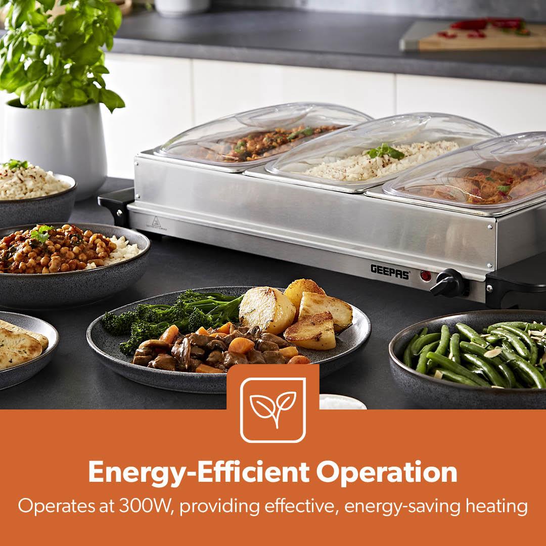 Pack Of 2 Electric Food Warmers Buffet Server 3 x 2.4L Trays With Lids - Image 4