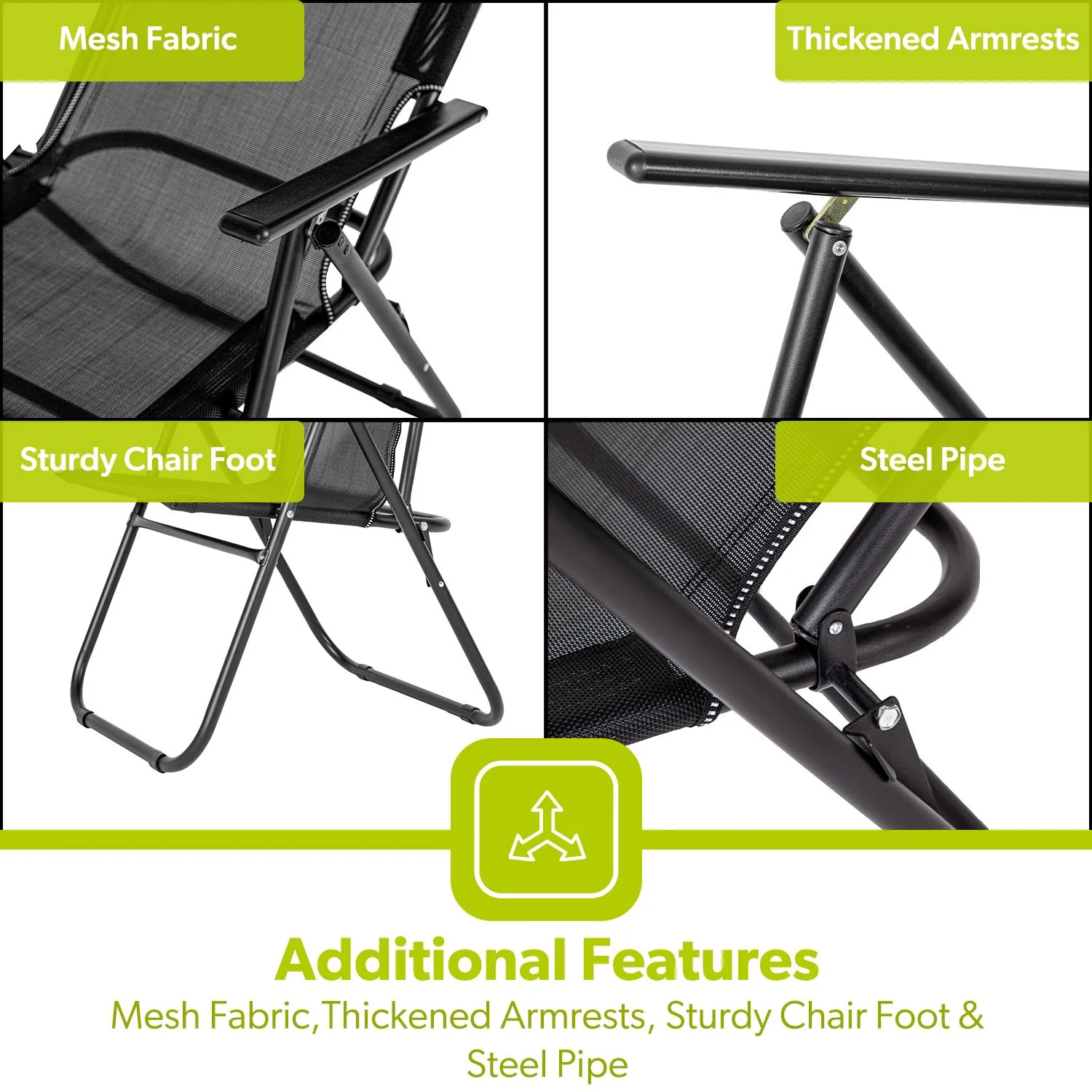 Pack of 2 Folding Reclining Garden Outdoor Chairs - Image 3