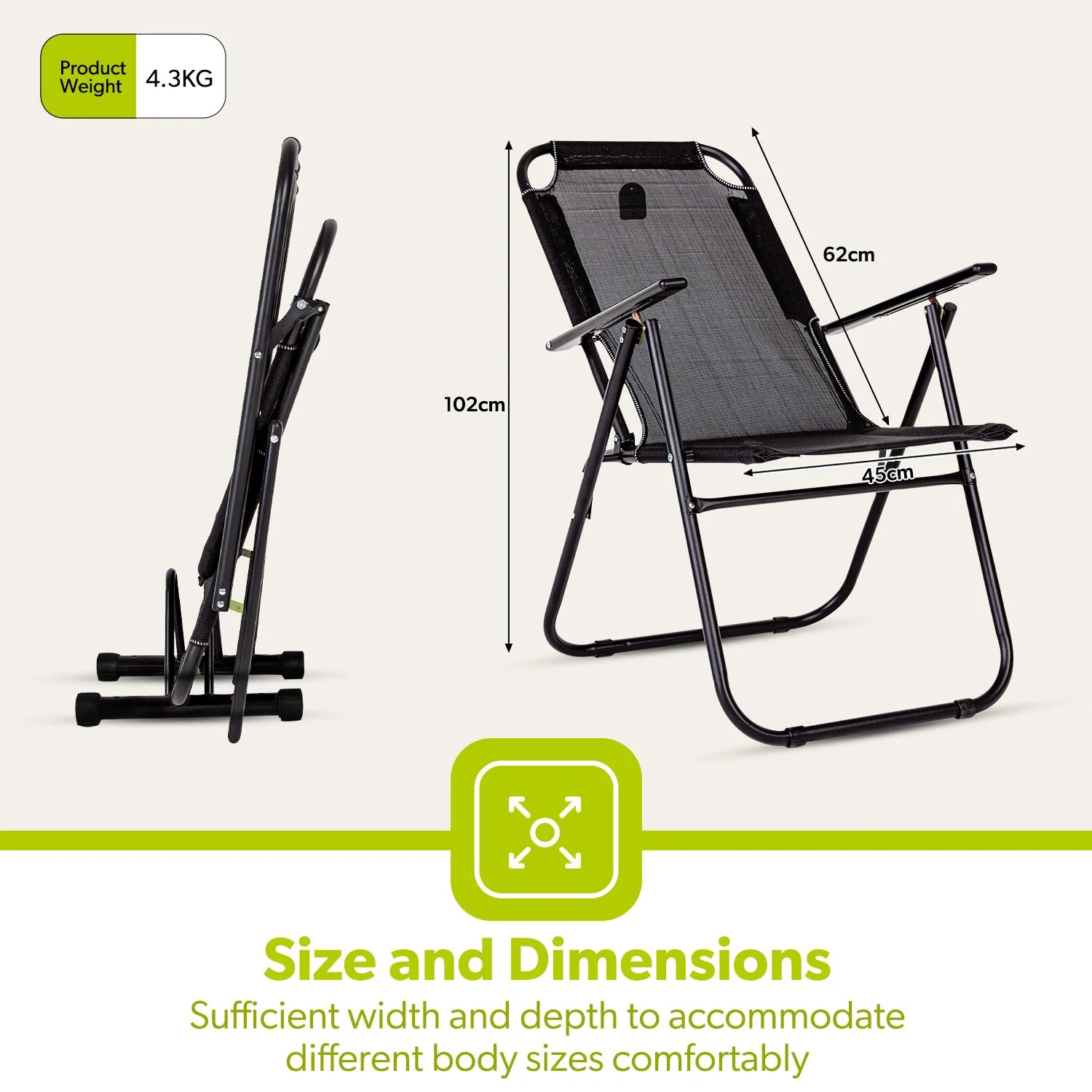 Pack of 2 Folding Reclining Garden Outdoor Chairs - Image 4
