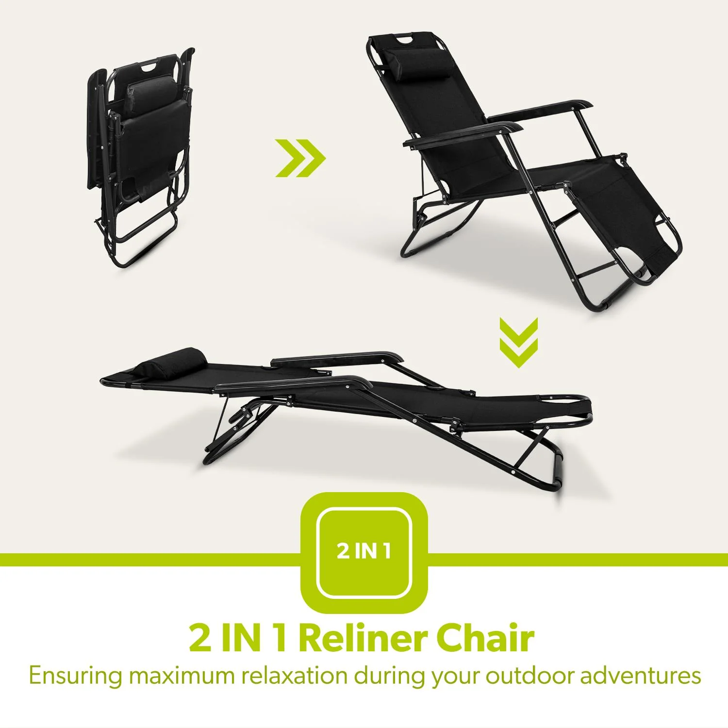 Pack Of 2 Folding Reclining Outdoor Chairs and Loungers - Image 3