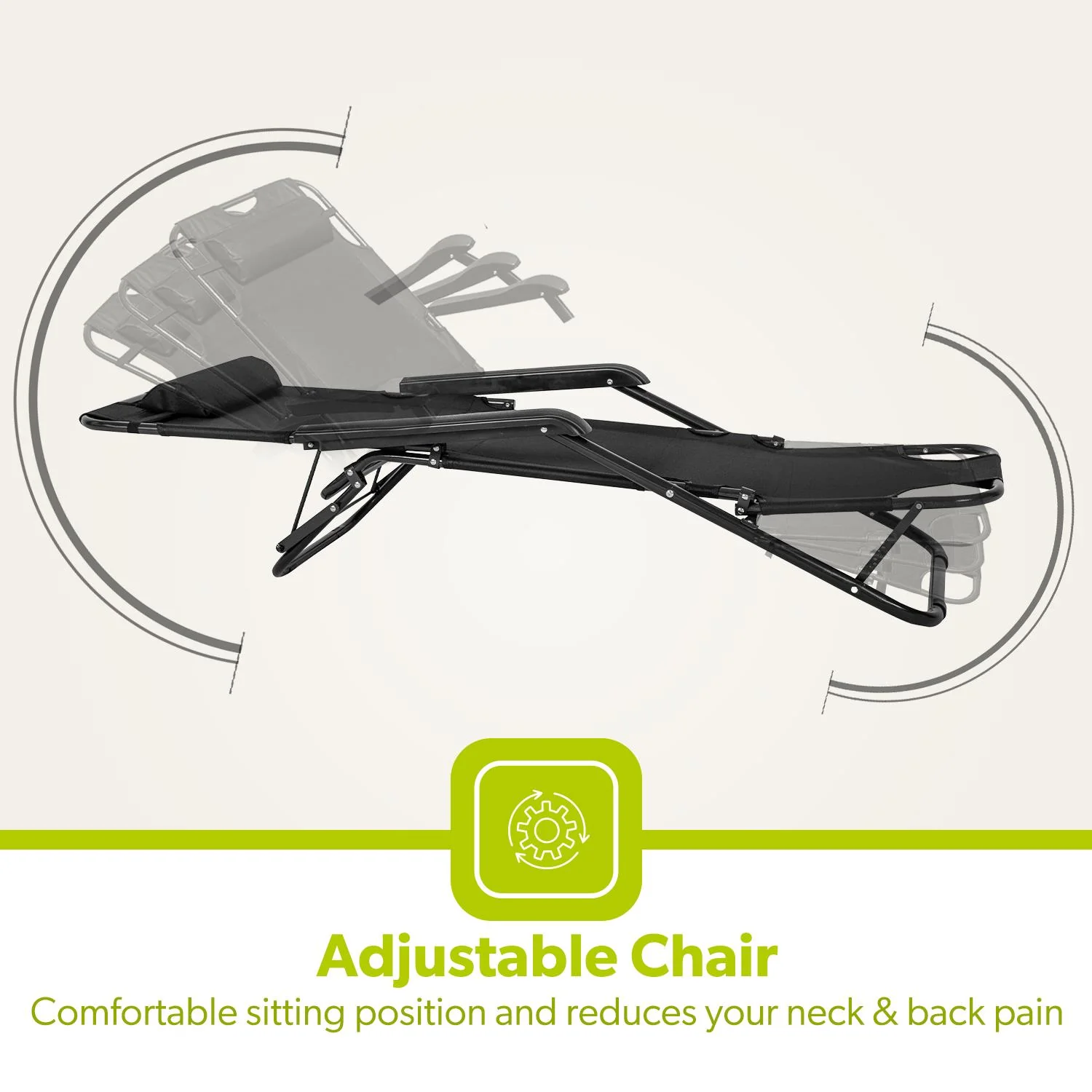 Pack Of 2 Folding Reclining Outdoor Chairs and Loungers - Image 5
