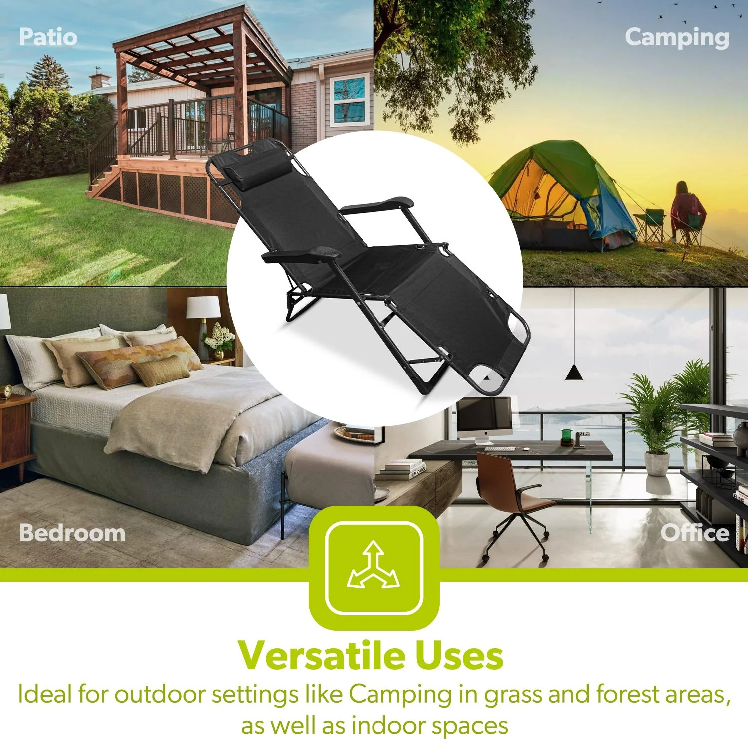 Pack Of 2 Portable Reclining Outdoor Chairs & Loungers - Image 4