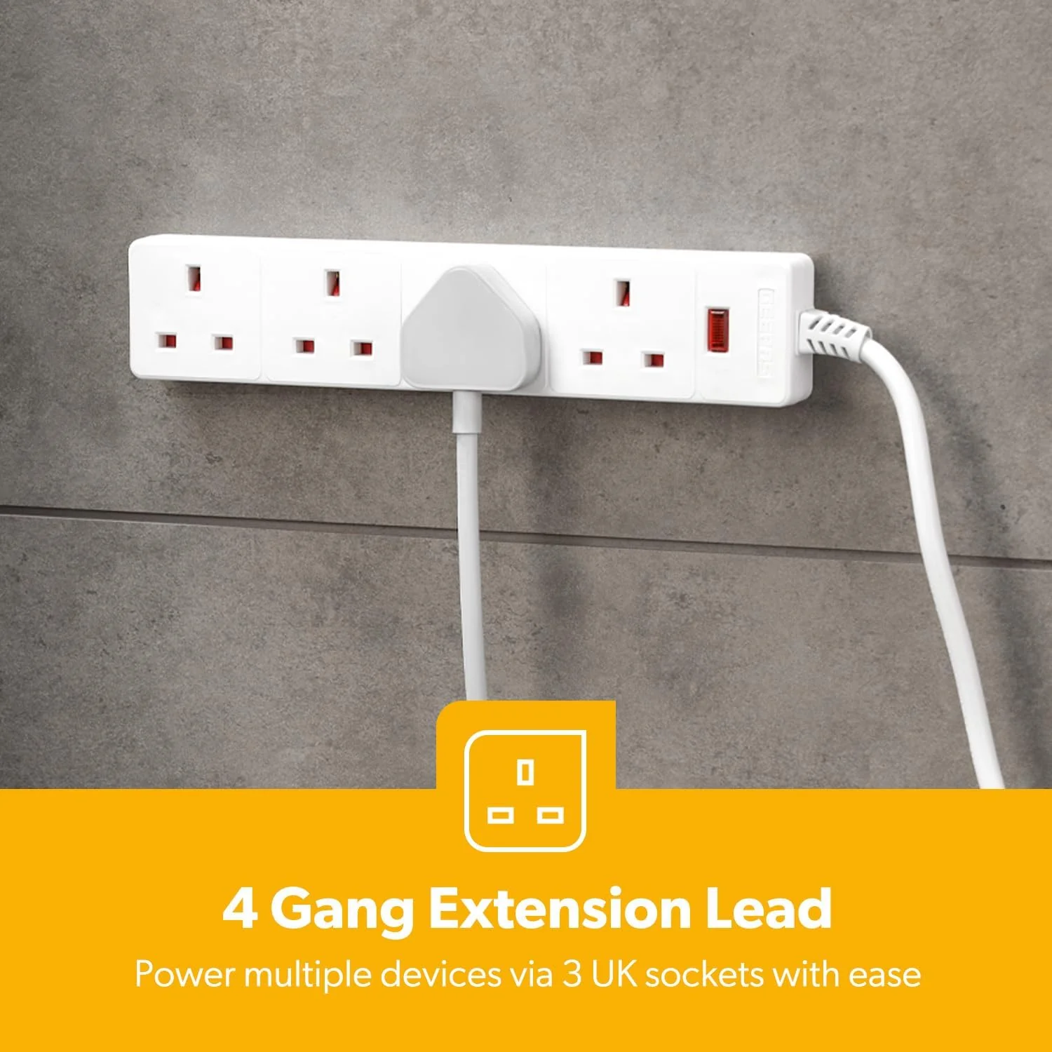 Pack Of 2 White 4 Gang Extension Lead With 1-Meter Cable - Image 4