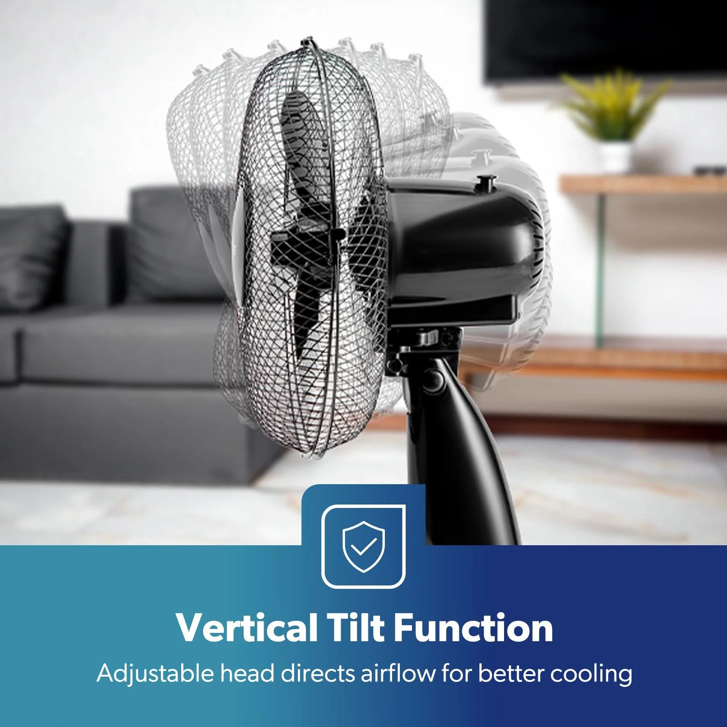 12-Inch Oscillating Black Table Fan with 3 Speed Settings - Image 8
