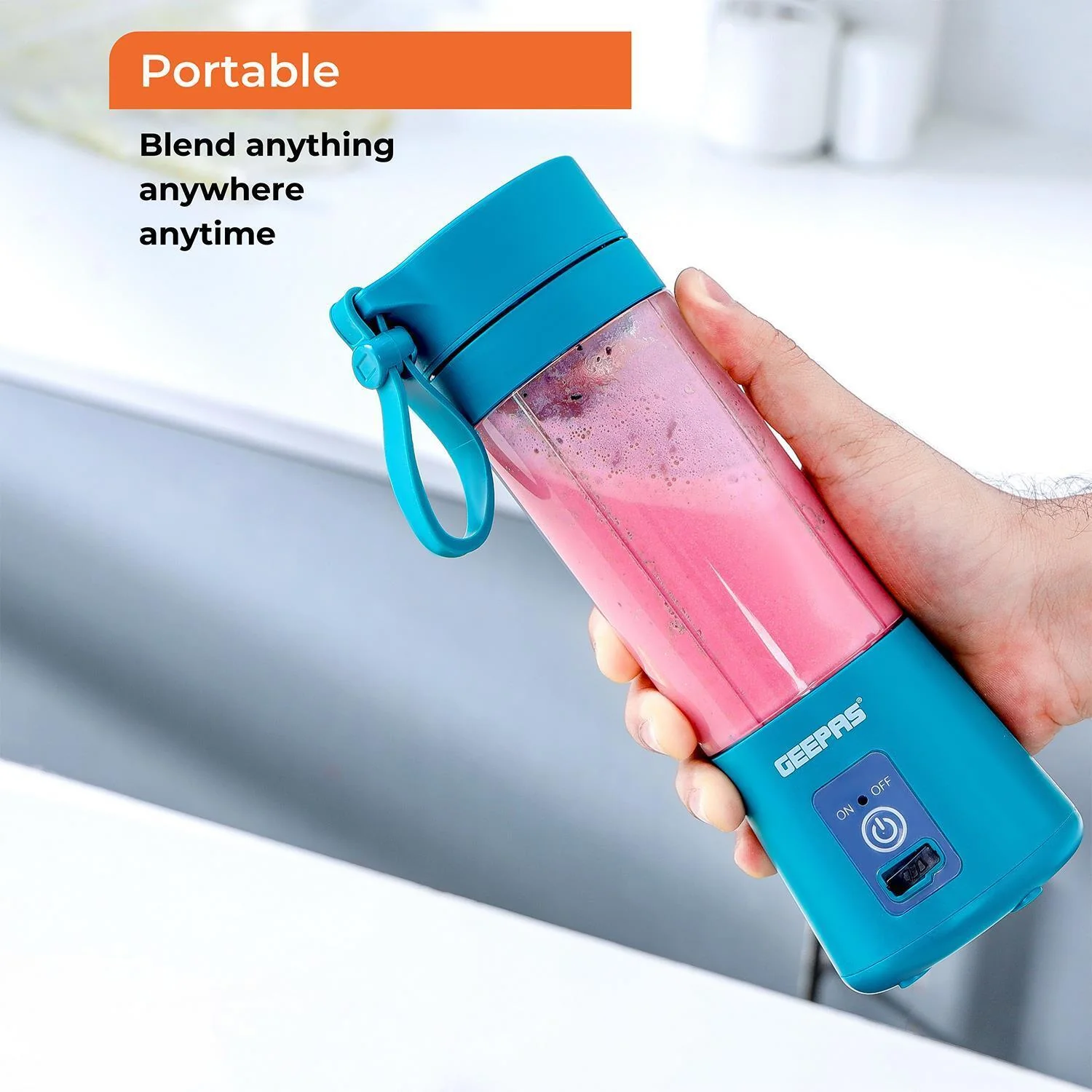 Blue Portable Blender 330ML Rechargeable Fruit Mixer - Image 3