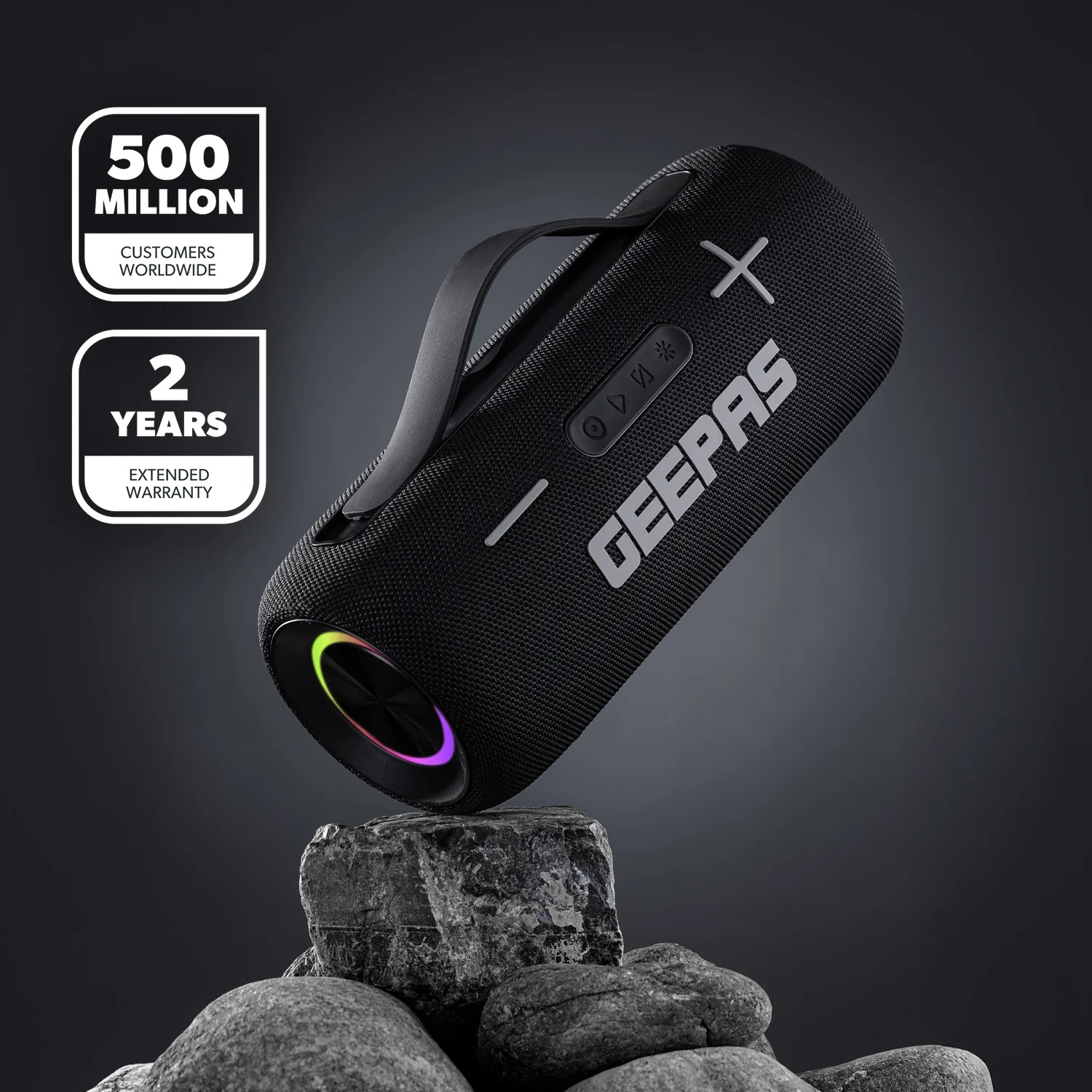 Portable Bluetooth Speaker With Carry Strap IPX5 Wireless RGB Lights - Image 2