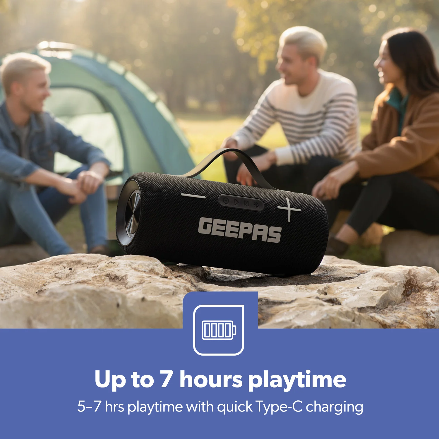 Portable Bluetooth Speaker With Carry Strap IPX5 Wireless RGB Lights - Image 5