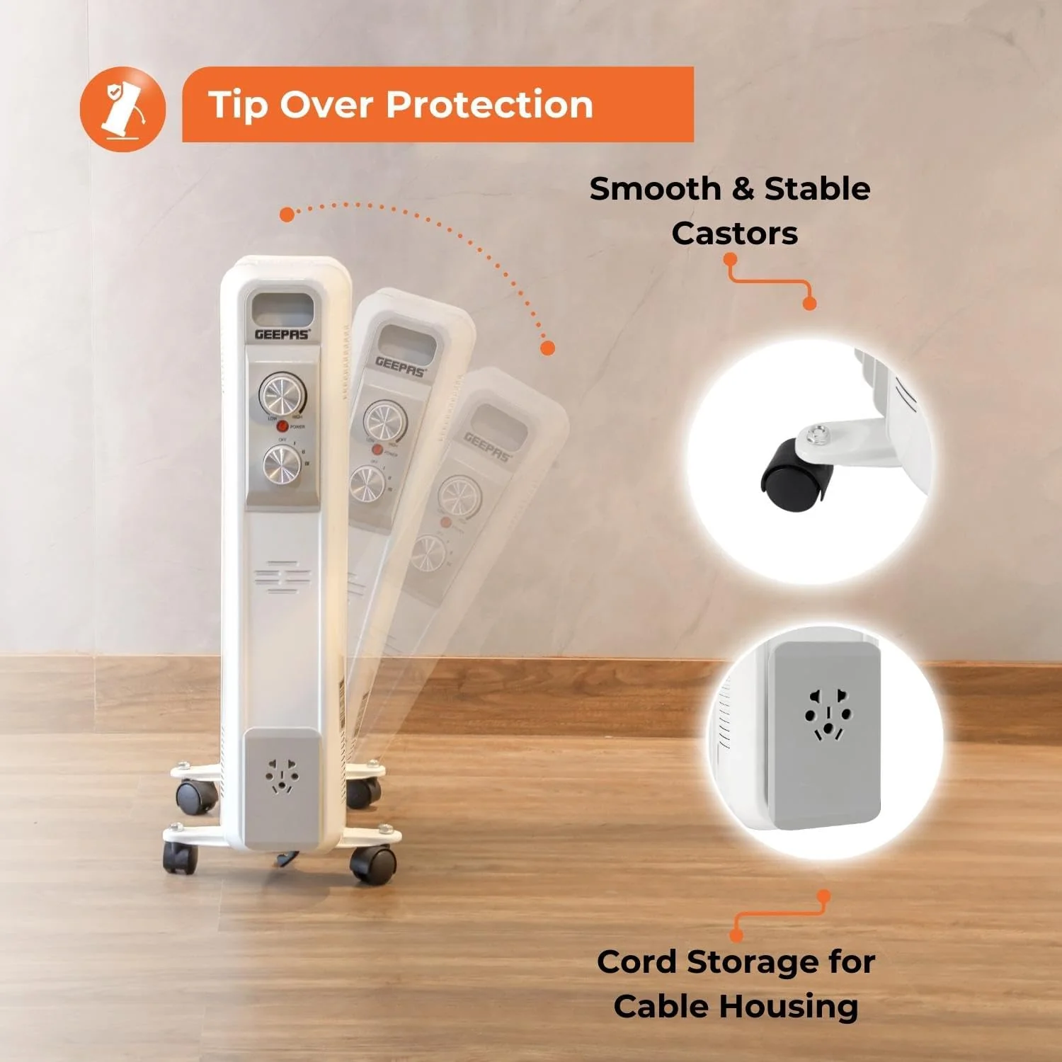 Portable Electric Radiator Heater with Adjustable Thermostat - Image 2