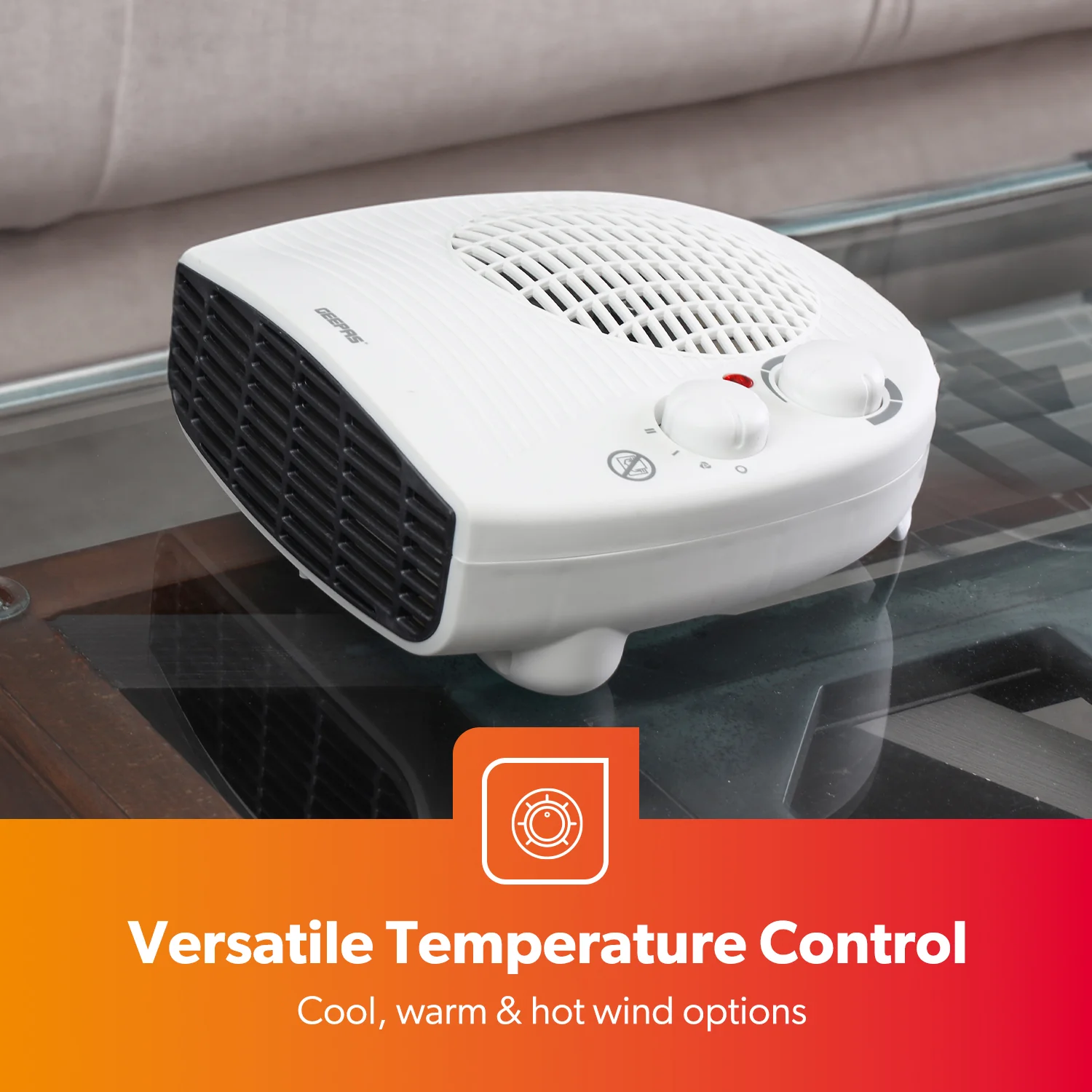 Energy Efficient Flat Fan Space Heater with Adjustable Thermostat - Image 4