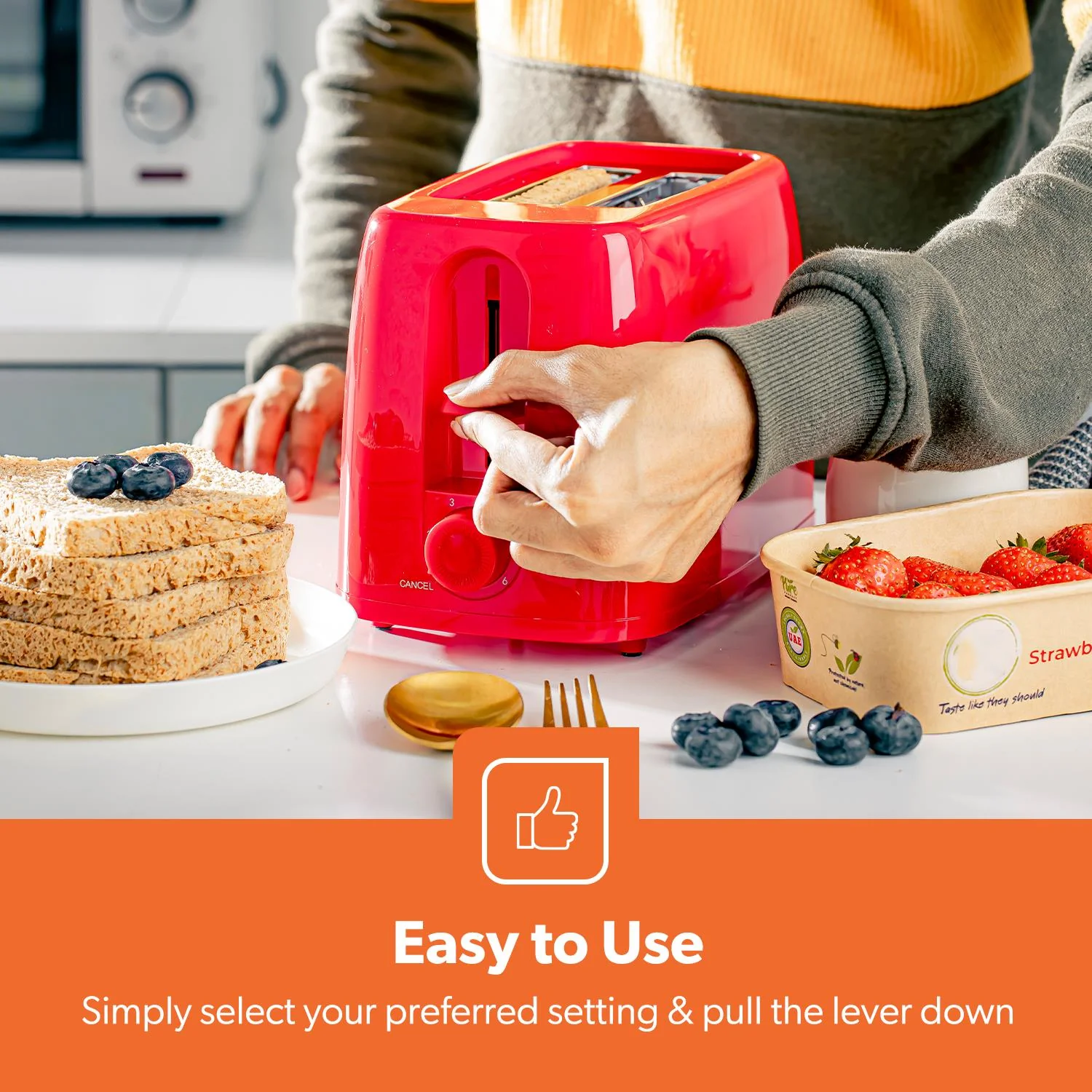 Red 1.7L Electric Kettle & 650W 2 Slice Bread Toaster Set - Image 4