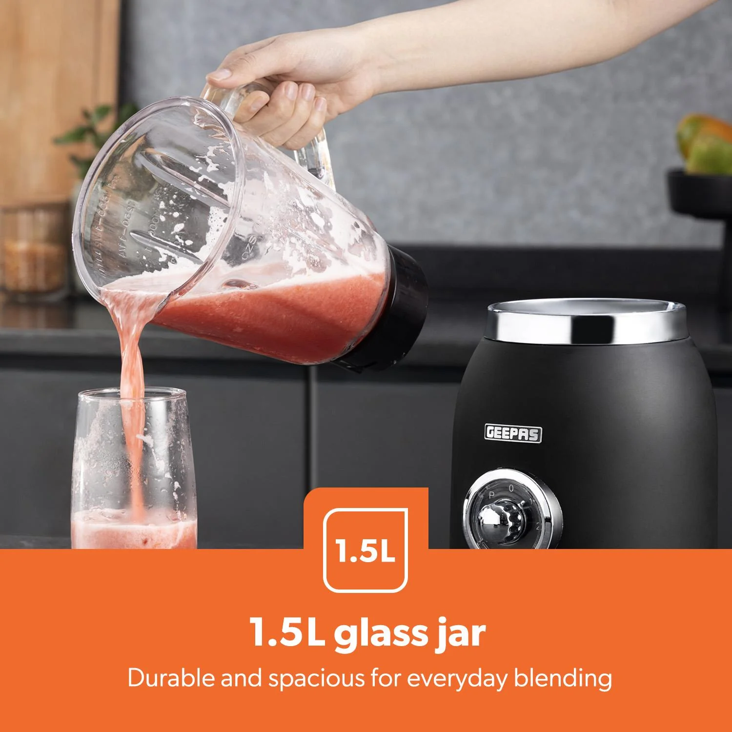 Retrovive Black 2-In-1 Jug Blender With 1.5L Glass Jug 800W - Image 6
