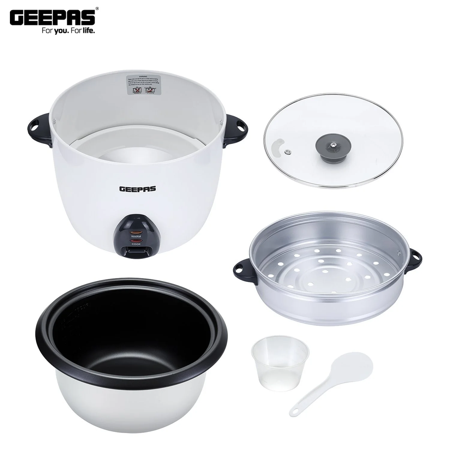2.2L White Electric Rice Cooker With Steamer - Image 5