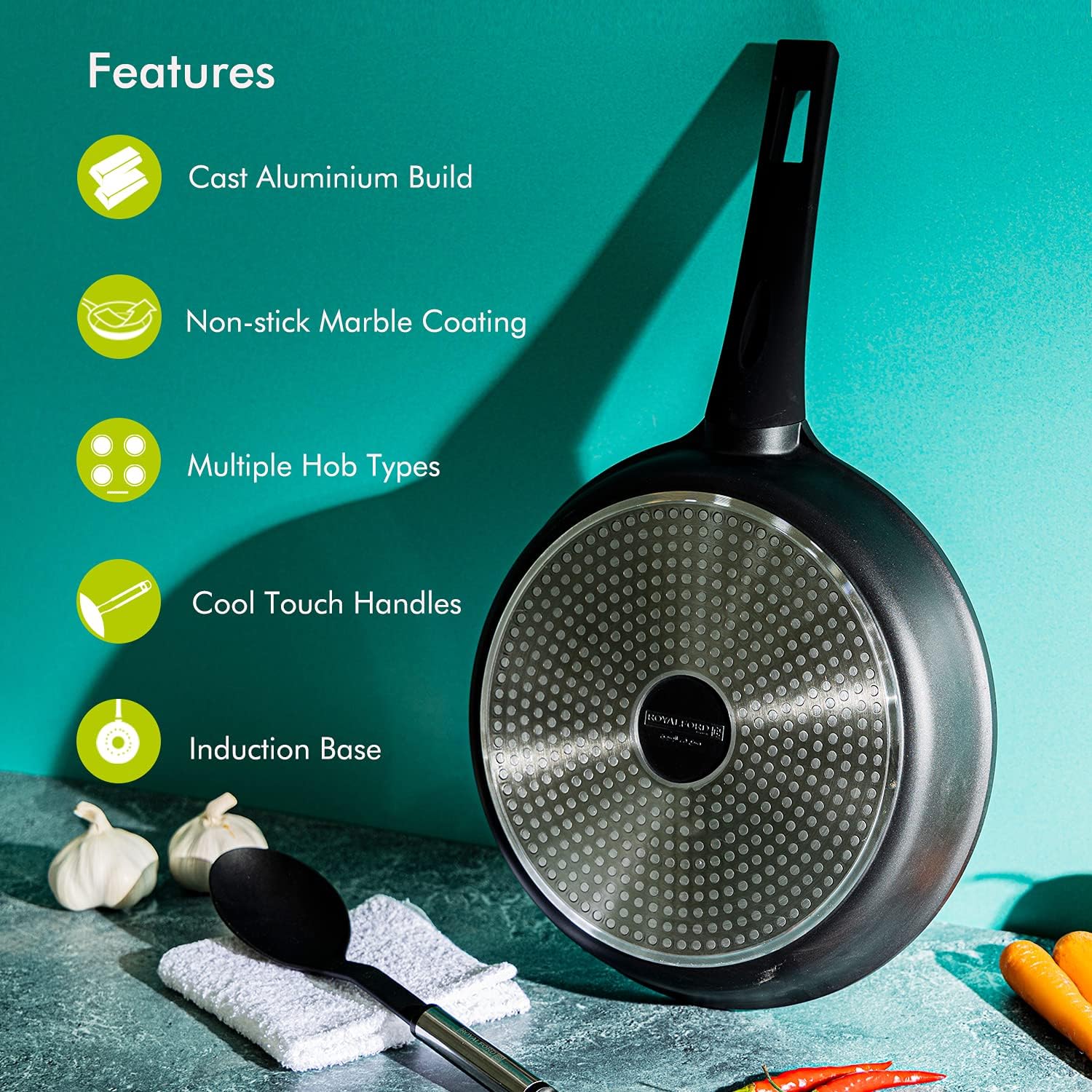 Royalford Frying Pan Die-Cast Aluminium Skillet 20CM - Image 2