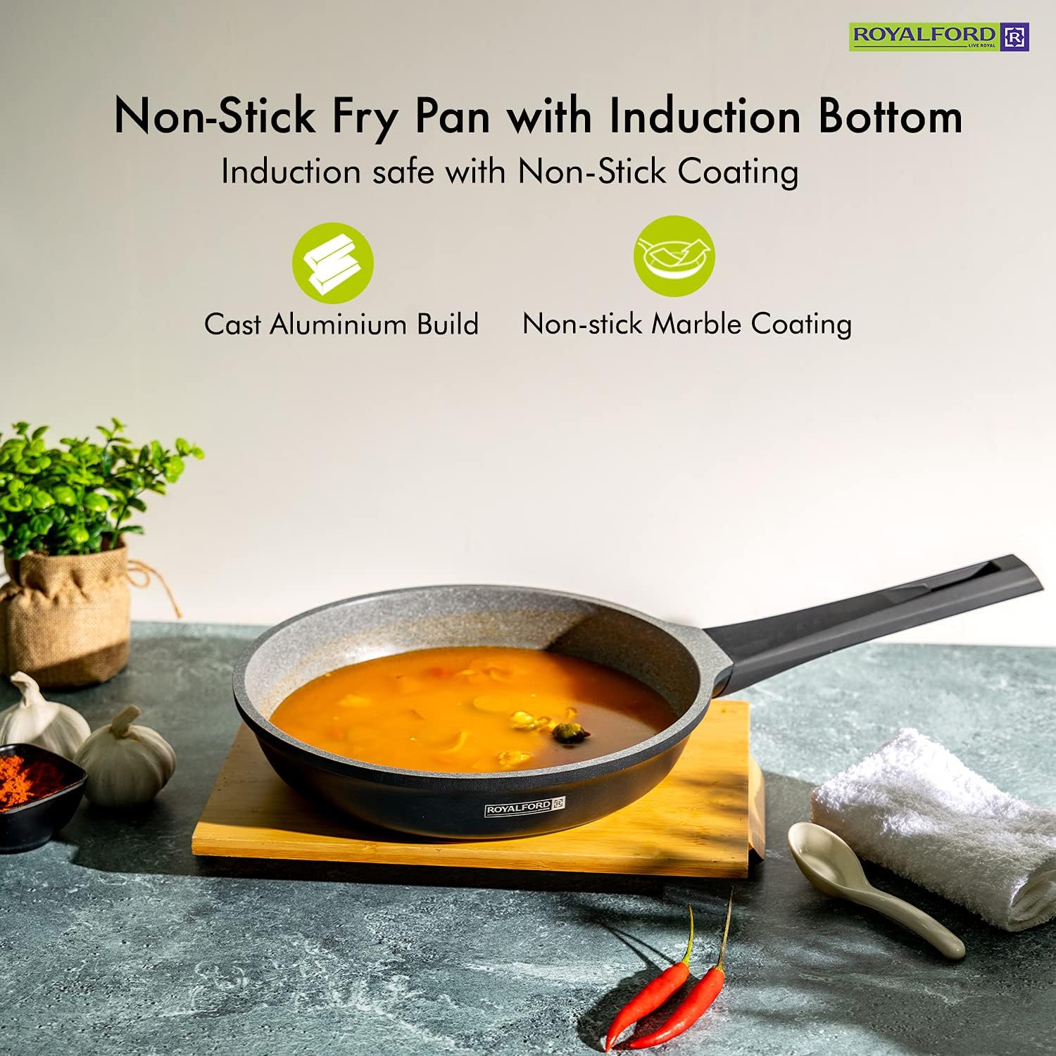 Royalford Frying Pan Die-Cast Aluminium Skillet 20CM - Image 5