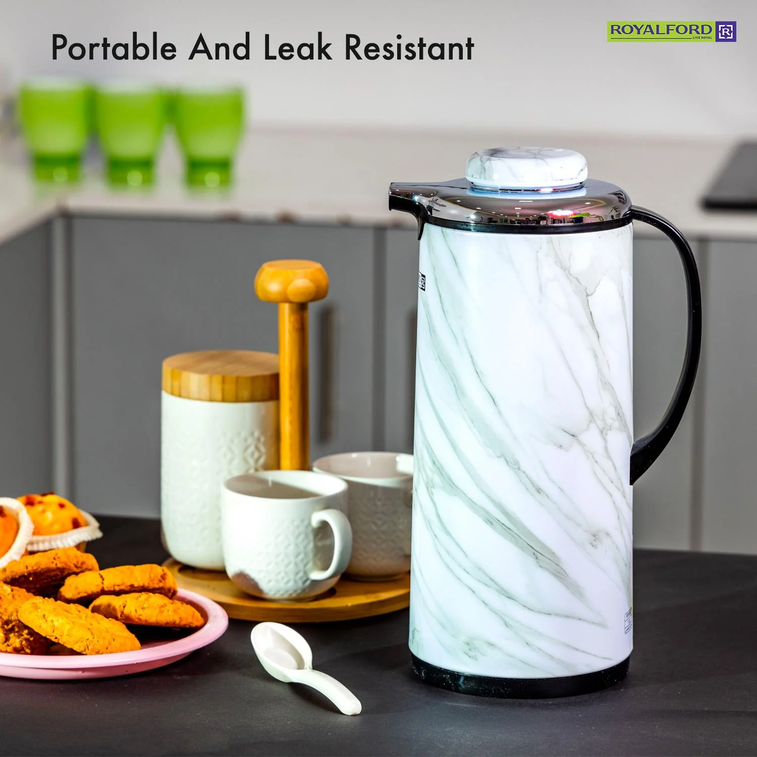 Royalford Marble Vacuum Flask Carafe 1300ML/44OZ Jug - Image 3
