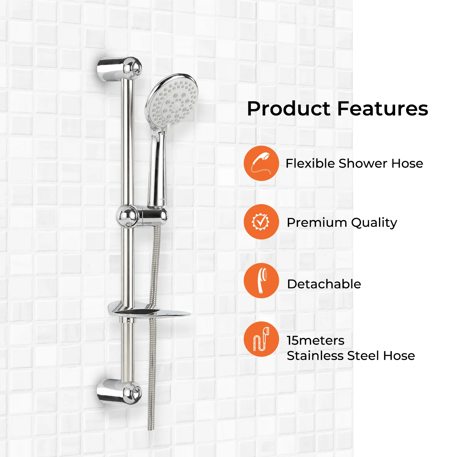 Stainless Steel Sliding Rail Shower Set With High Pressure Shower Head - Image 2