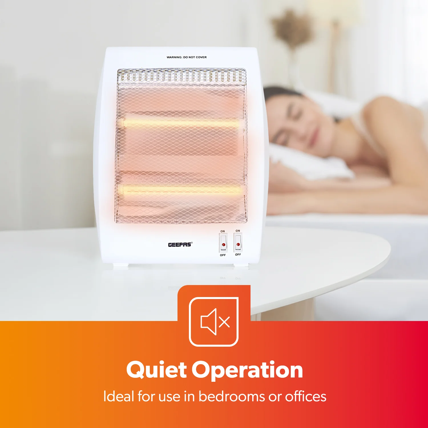Portable Upright Electric Quartz Halogen Heater 800W - Image 3