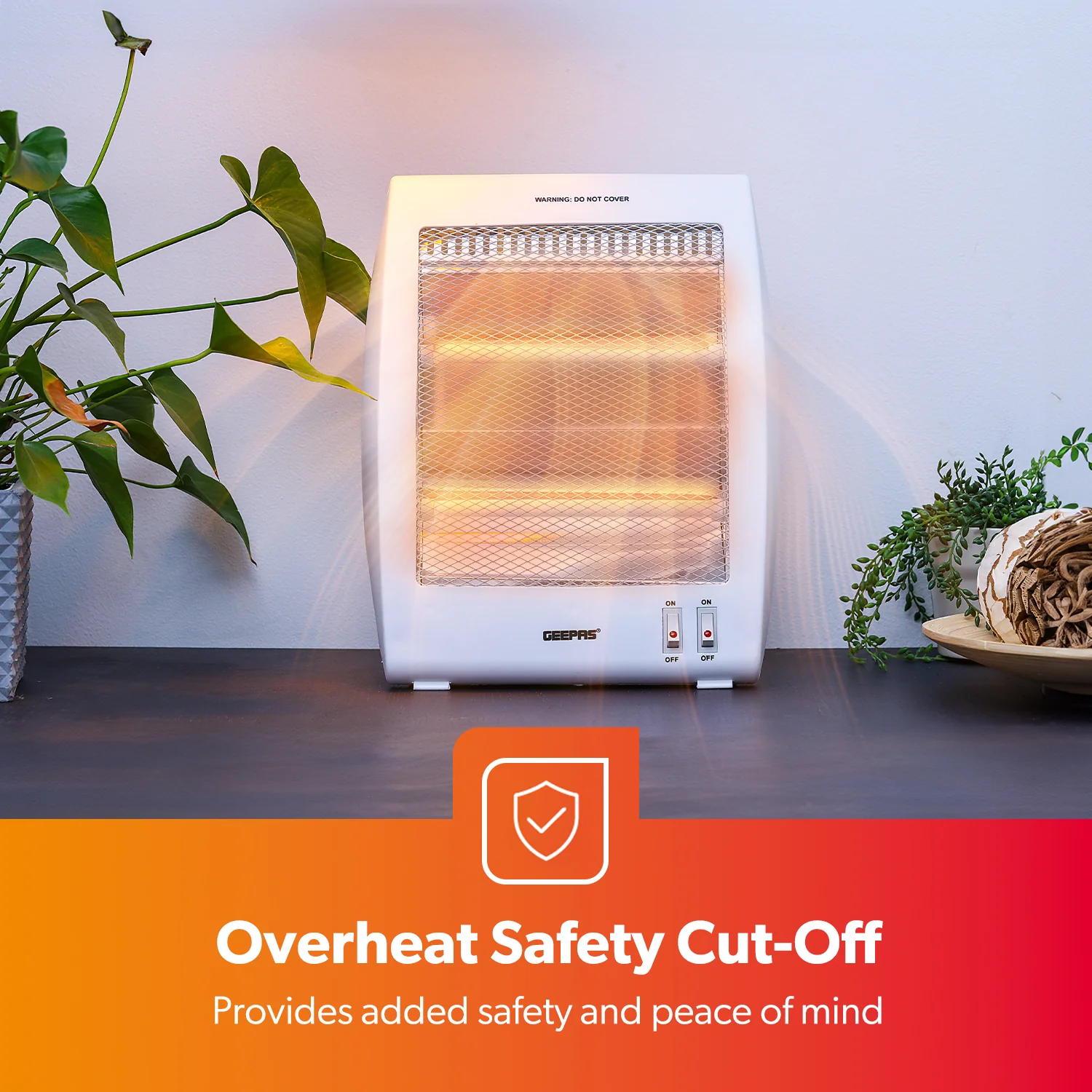 Portable Upright Electric Quartz Halogen Heater 800W - Image 4