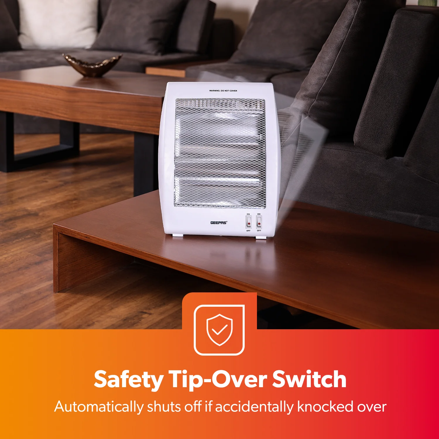 Portable Upright Electric Quartz Halogen Heater 800W - Image 7